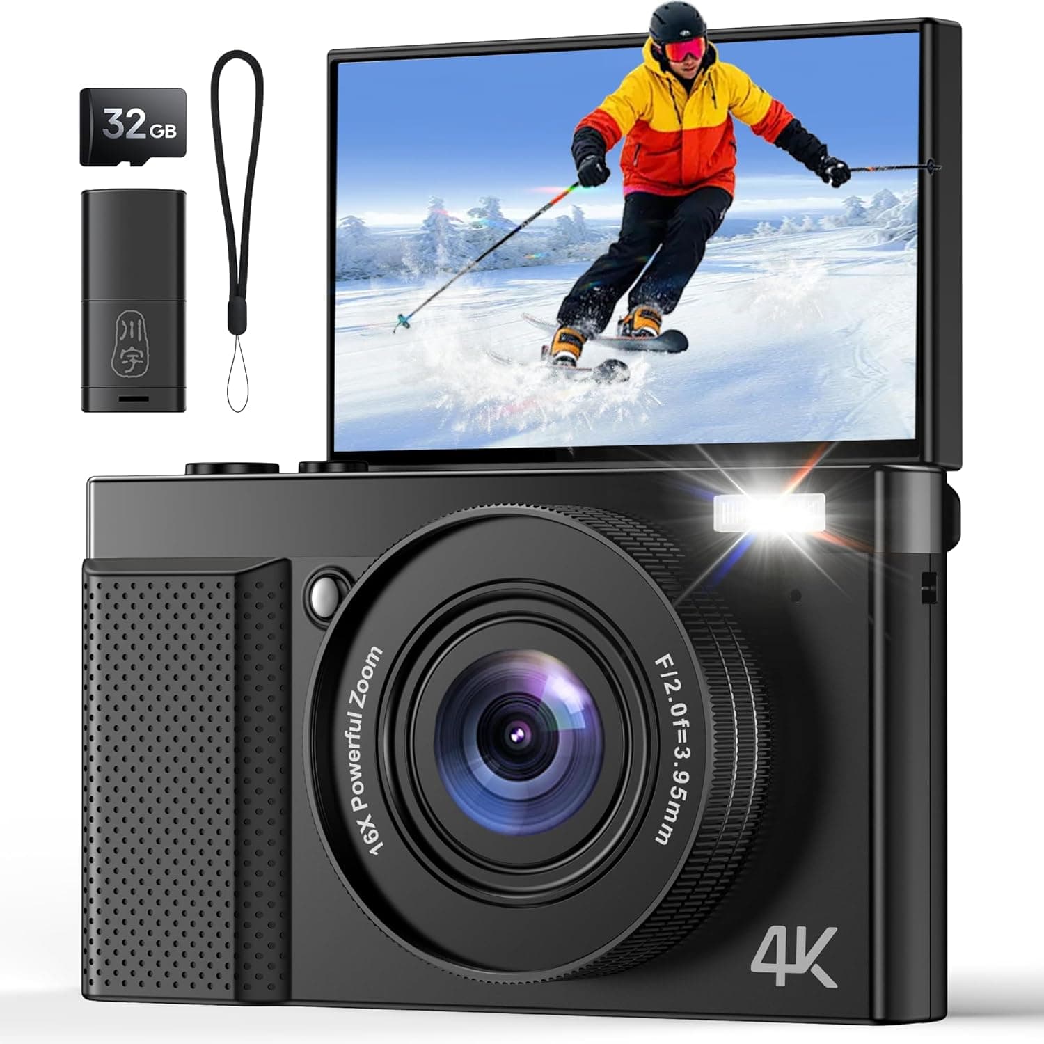 4K Digitalkamera 64MP mit 16× Zoom und 32GB Karte 📷