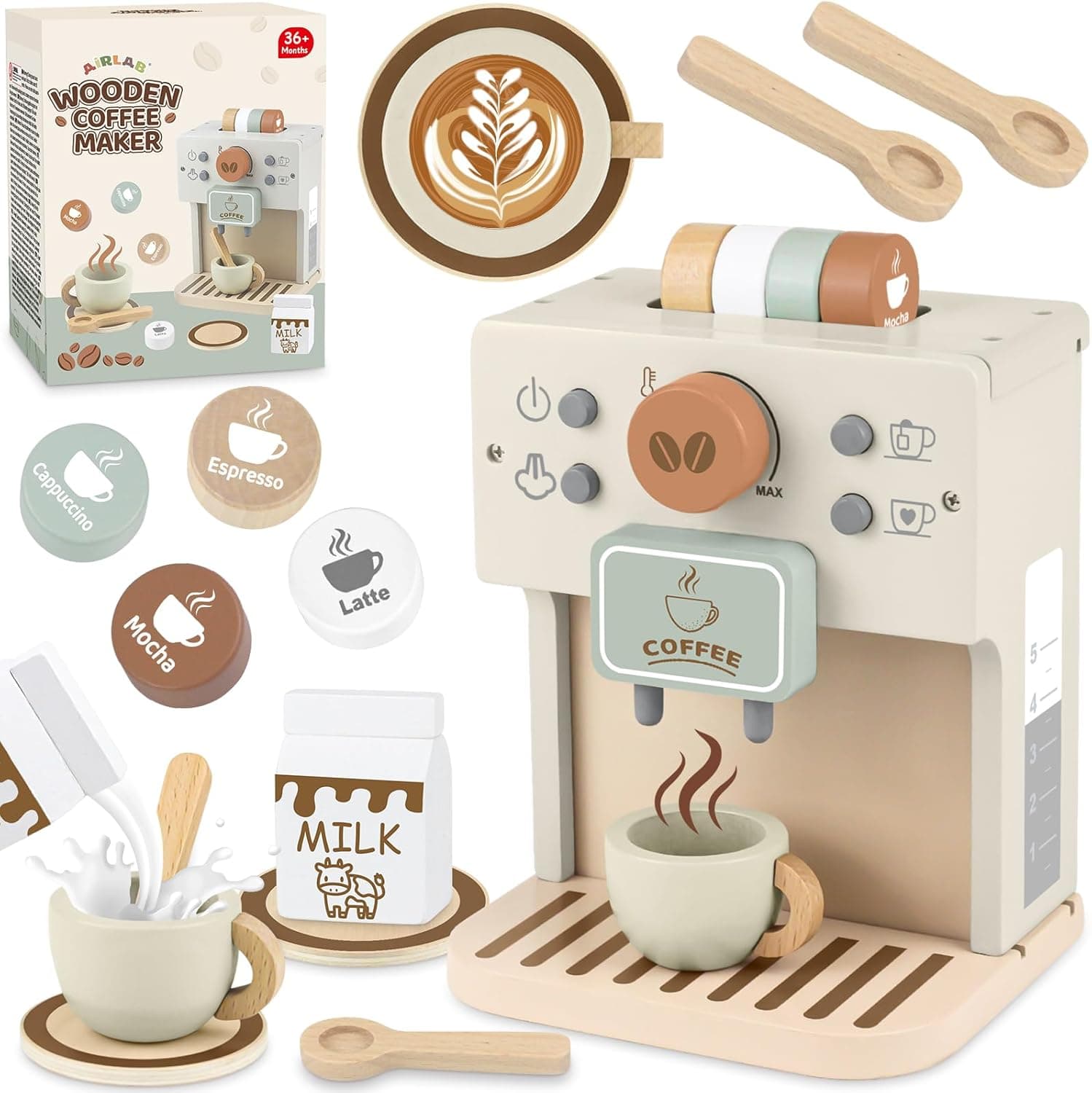 Airlab Kinderküche Kaffeemaschine Holz Spielset ☕