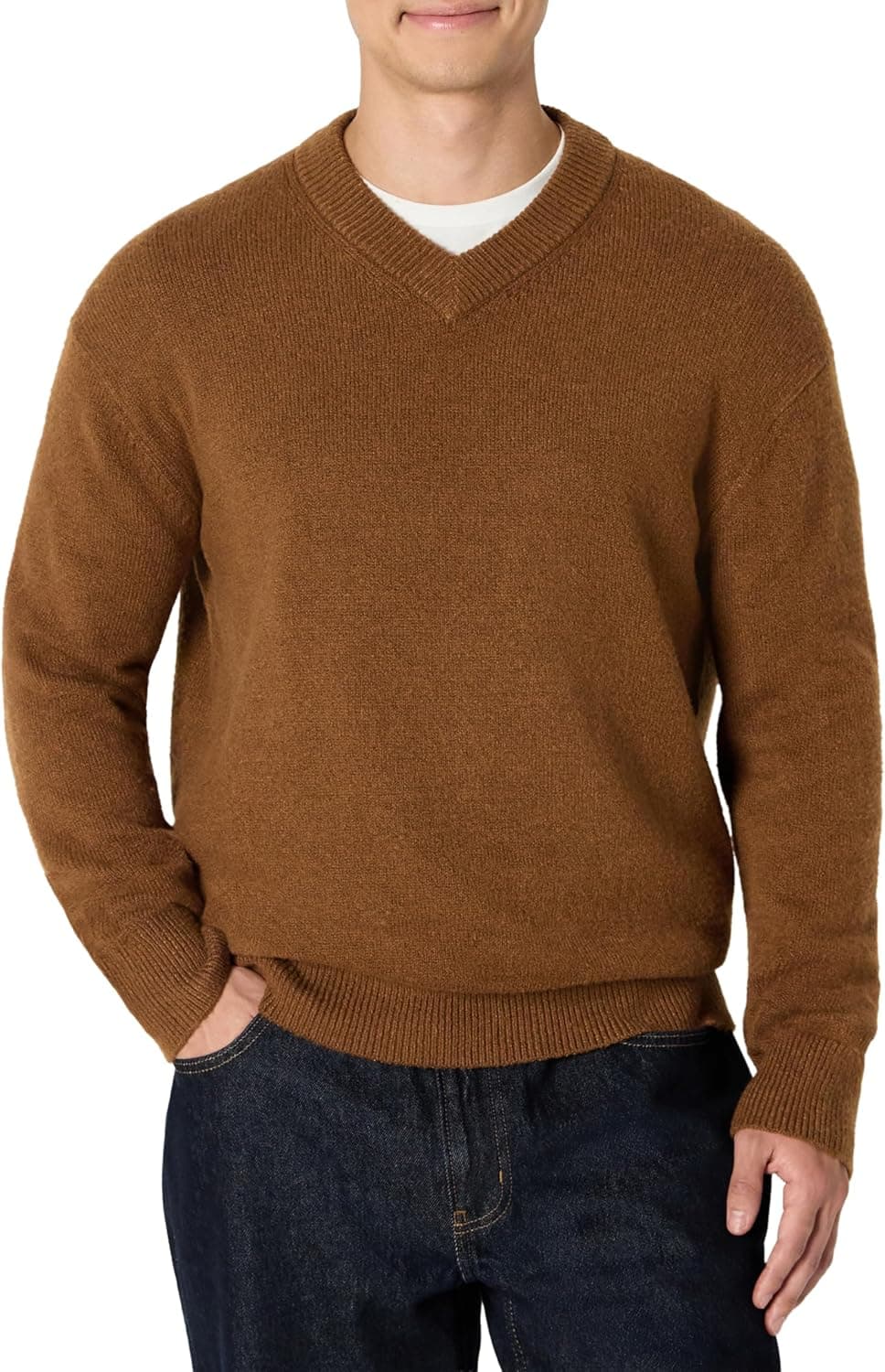 Amazon Essentials Herren Pullover Regular-Fit Baumwollmischung V-Ausschnitt 🧥