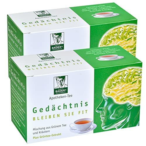 BADERs Gedächtnis-Tee Gedächtnisgrüner Tee, Melisse, Ginkgo 2x20 Filter ⌚