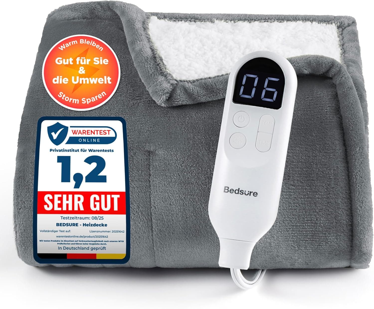 BEDSURE Heizdecke 130×180 cm, 6 Stufen 🔥