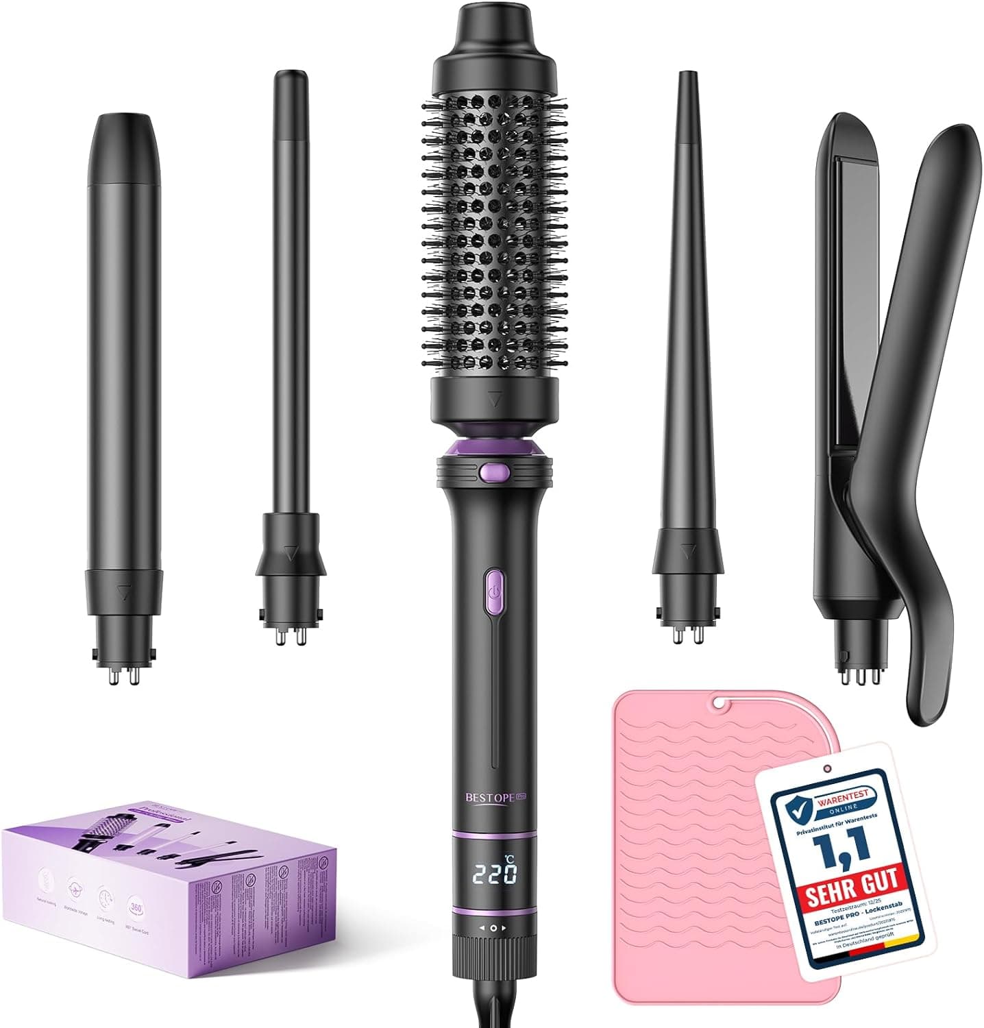 BESTOPE PRO 5‑in‑1 Lockenstab Set, 9–25 mm 🎀