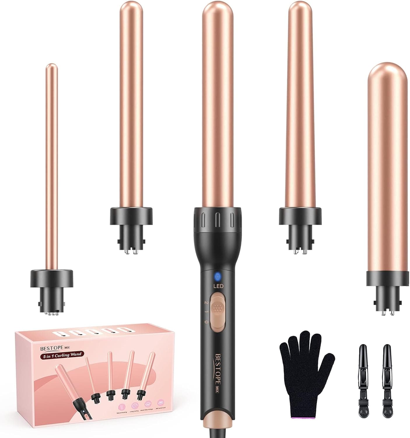 BESTOPE MIX Lockenstab 5 in 1 Keramik Lockenstab Set 🧷