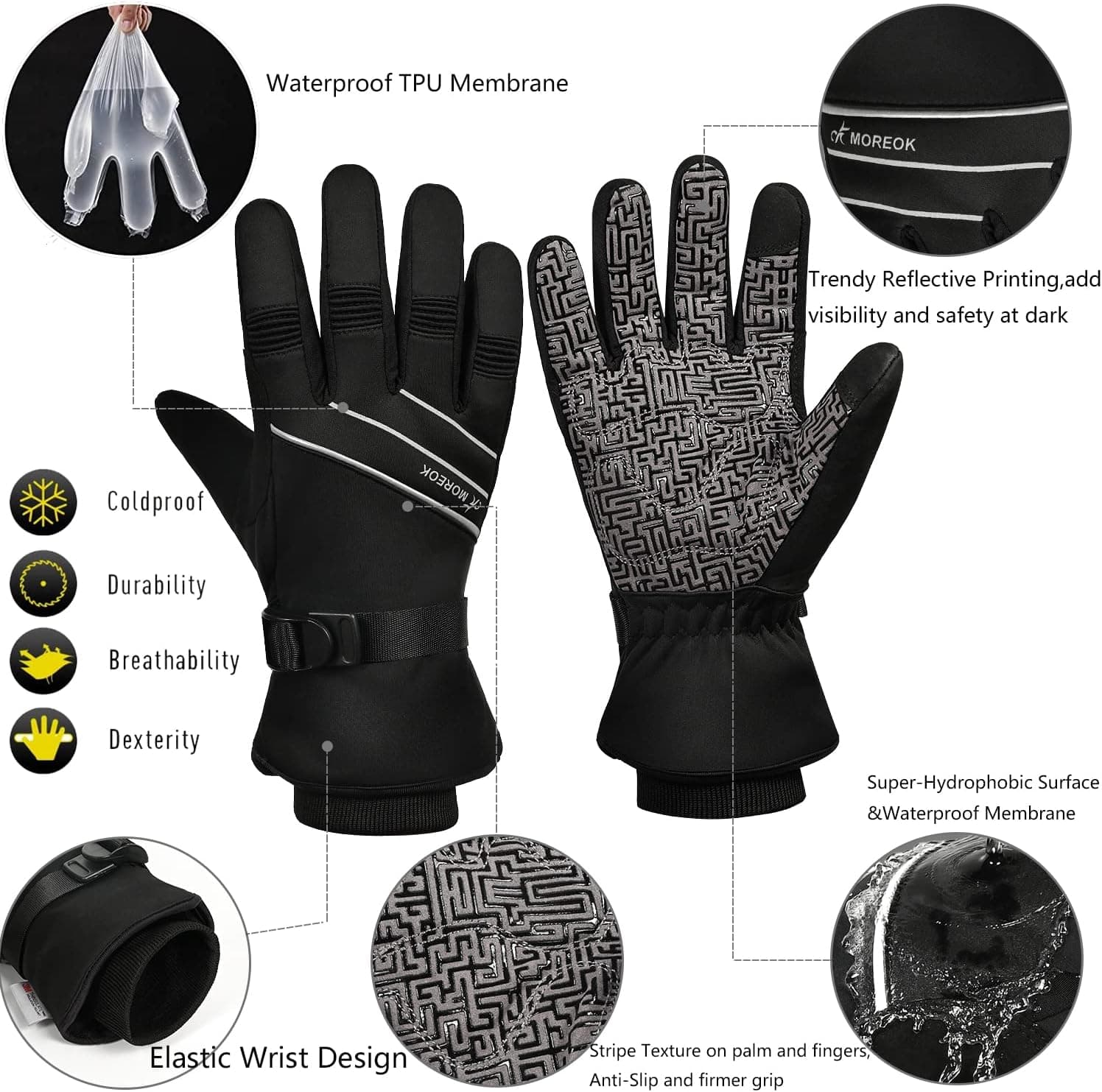 BIKINGMOREOK Winterhandschuhe 3M Thinsulate, wasserdicht, −30°C 🧤