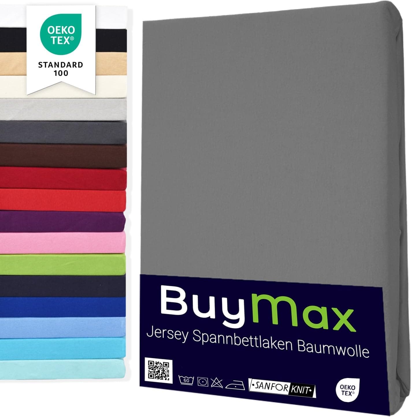 Buymax Spannbettlaken 180×200 cm Baumwolle Jersey ⛺