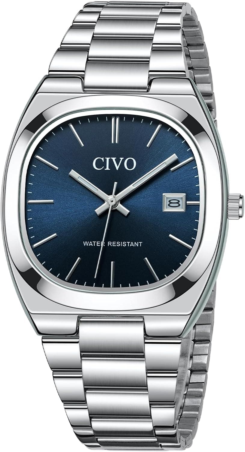 CIVO Klassische Herrenarmbanduhr – Edelstahl, Datum ⌚