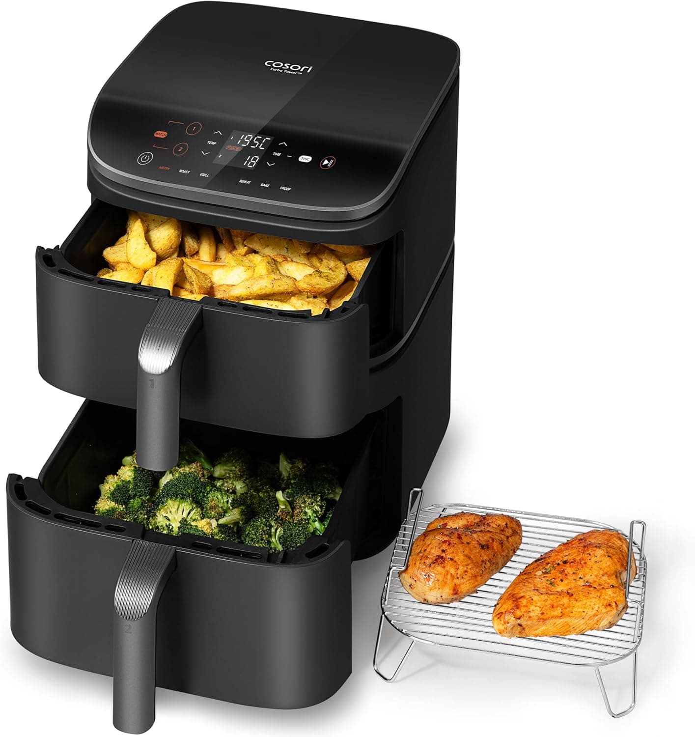 COSORI Airfryer 2-Kammer 10,8 L mit Rezeptbuch ⌚