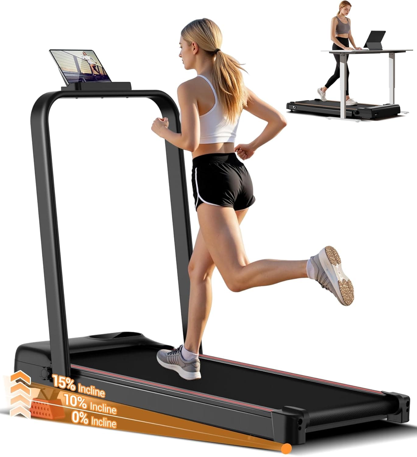 CURSOR Laufband Zuhause mit 15% Steigung und Griff ⌚ 🎯