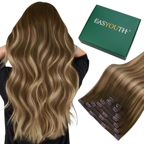 Easyouth Balayage Clip in Echthaar Extensions 45 cm 🍀