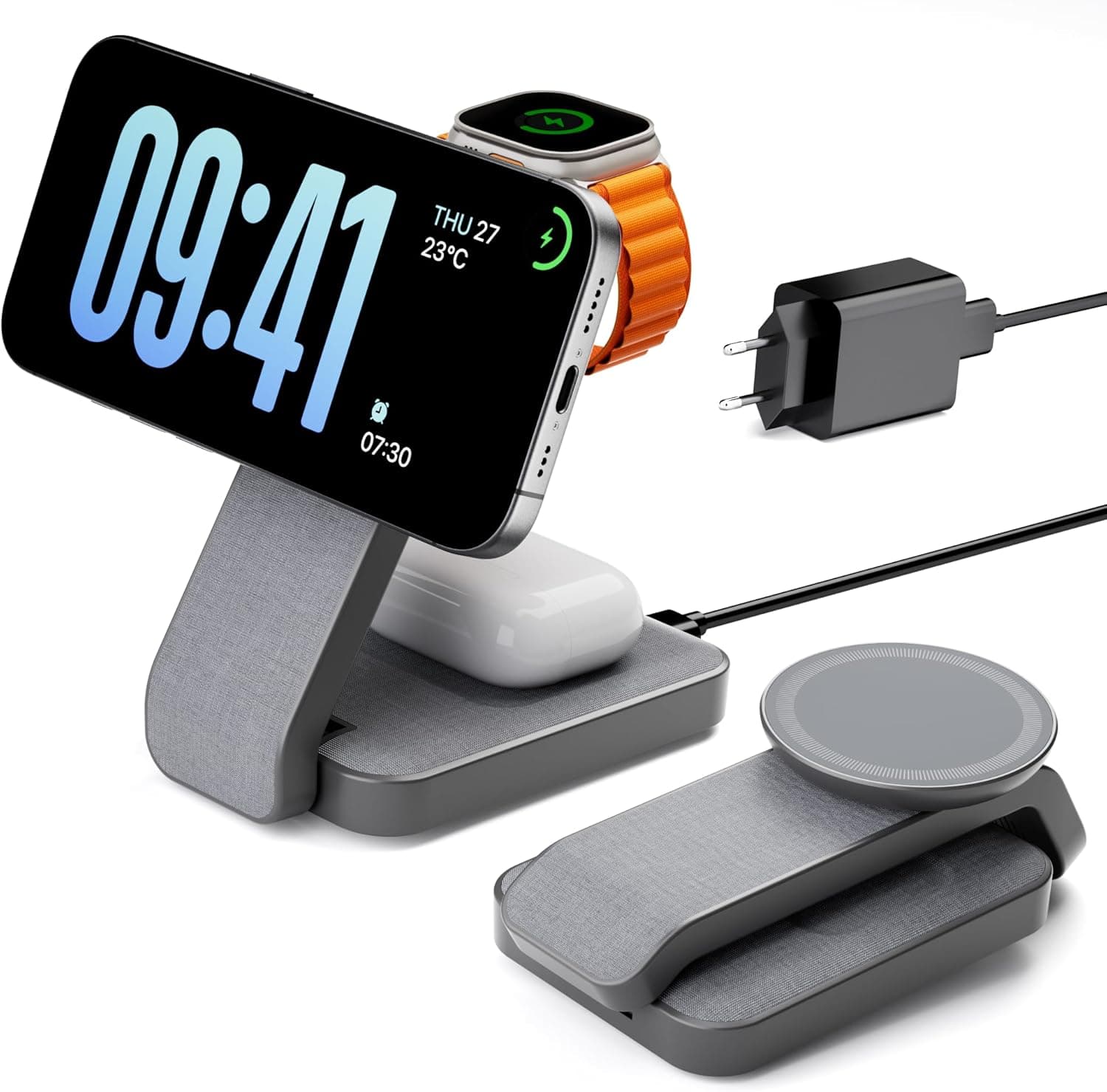 Eazpower MagSafe Ladestation 3‑in‑1 faltbar für iPhone und Apple Watch 📱