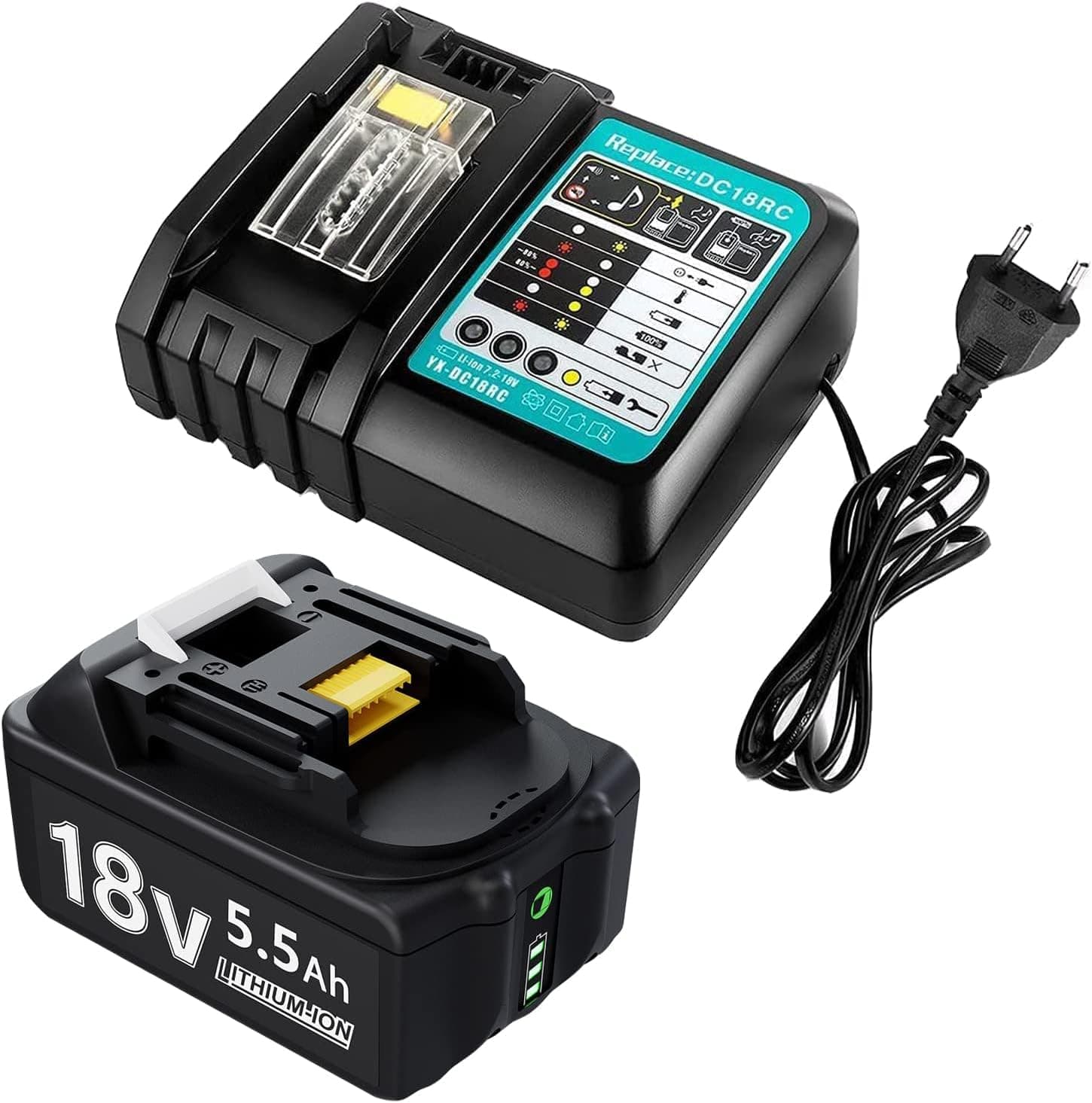 Ersatzakku 18 V 5,5 Ah kompatibel mit Makita BL1830 📦