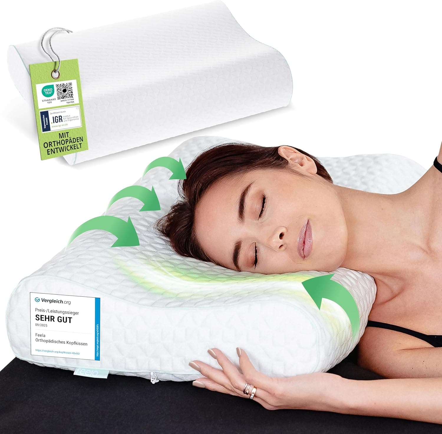 feela Orthopädisches Kopfkissen 60×40 cm ⌚