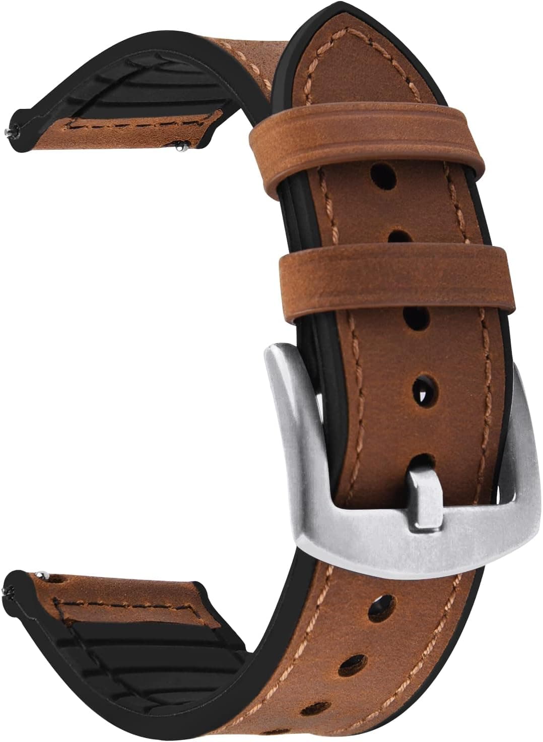 Fullmosa Lederuhrband 22 mm Braun-Silber Schnalle ⌚