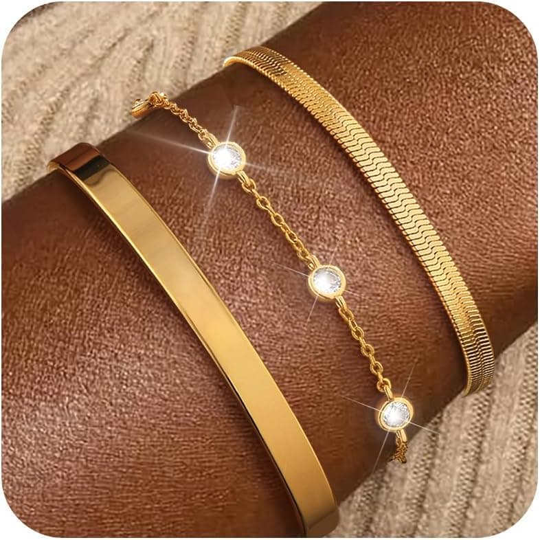 FUNElA 3er Armband-Set Damen, vergoldet 🎧