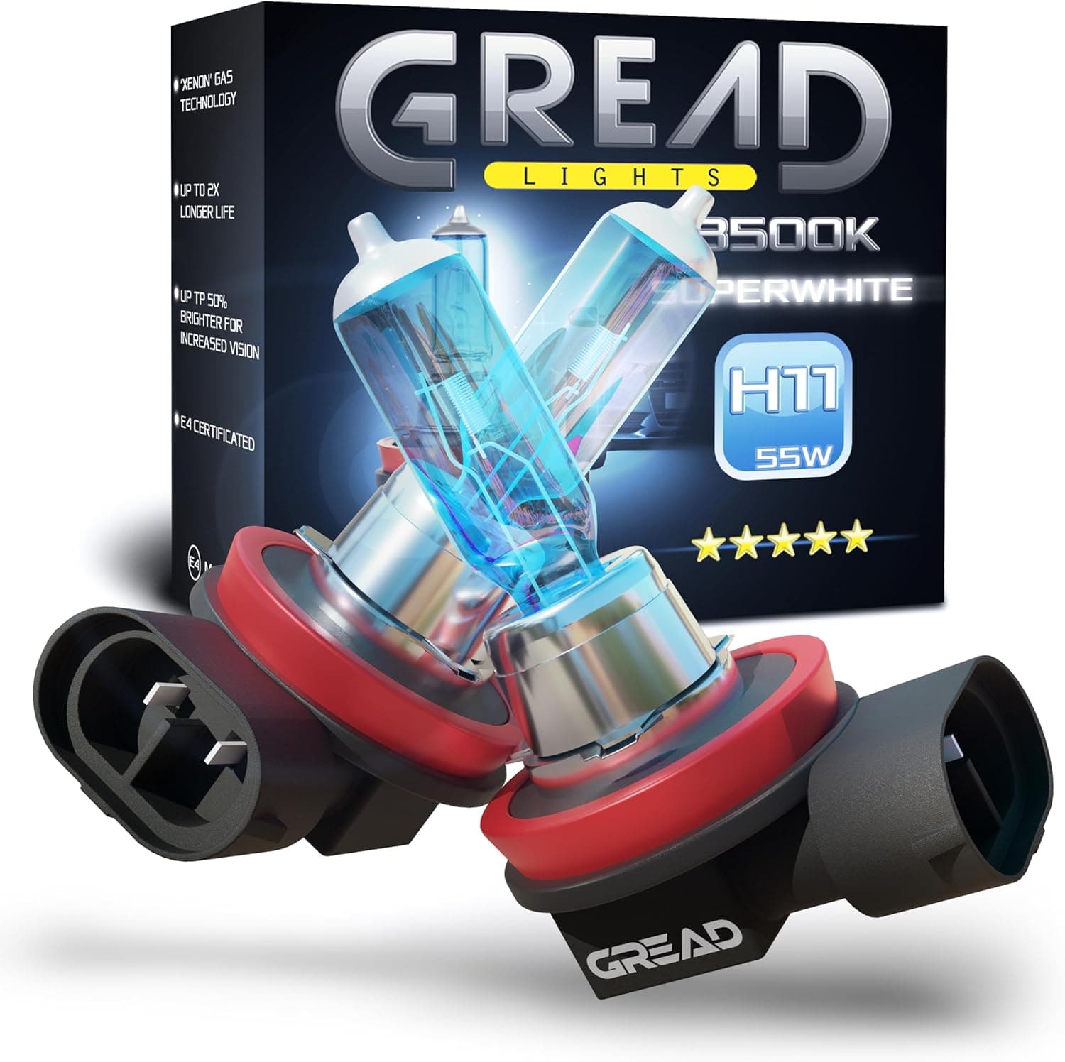 Gread H11 Lampe Auto 12V 55W super white 8500K Scheinwerferbirne 📺