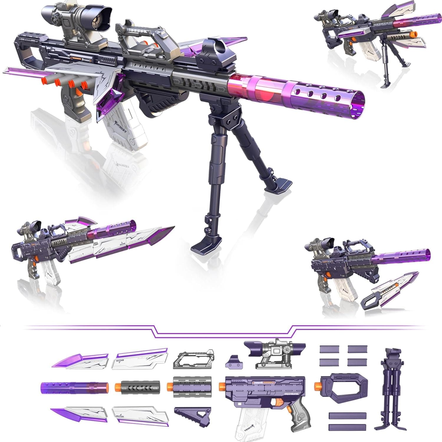 HAUTIK Elektrische Spielzeug Pistole für Nerf Gun Sniper 100 Darts 📷