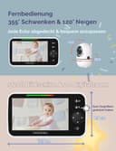 Thumbnail 2 de HelloBaby HB6550 Babyphone Kamera mit 3500 mAh Akku 5 Zoll Bildschirm 📷