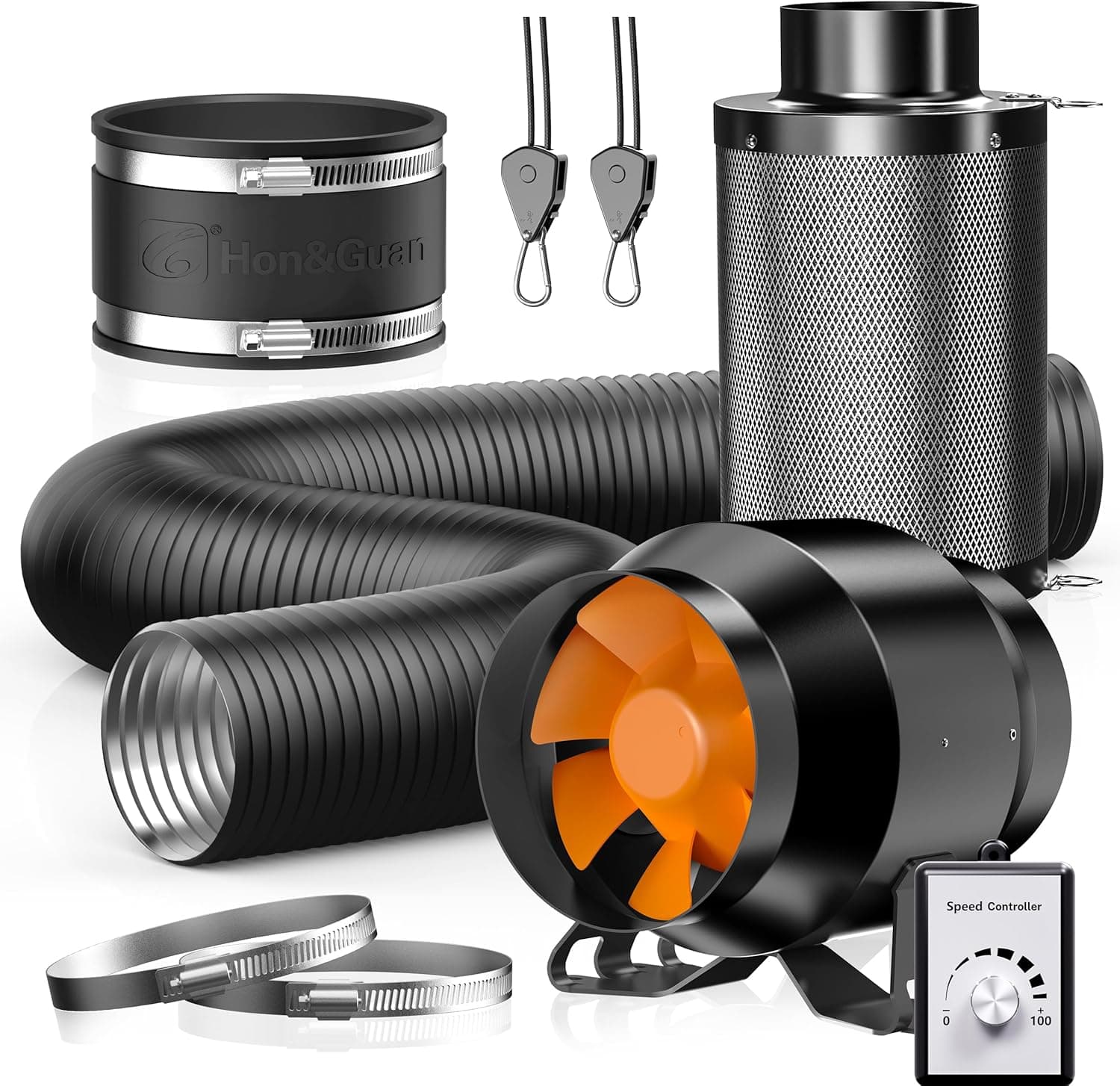 Hon&Guan Abluftset 100mm Rohrventilator mit Aktivkohlefilter 🌀