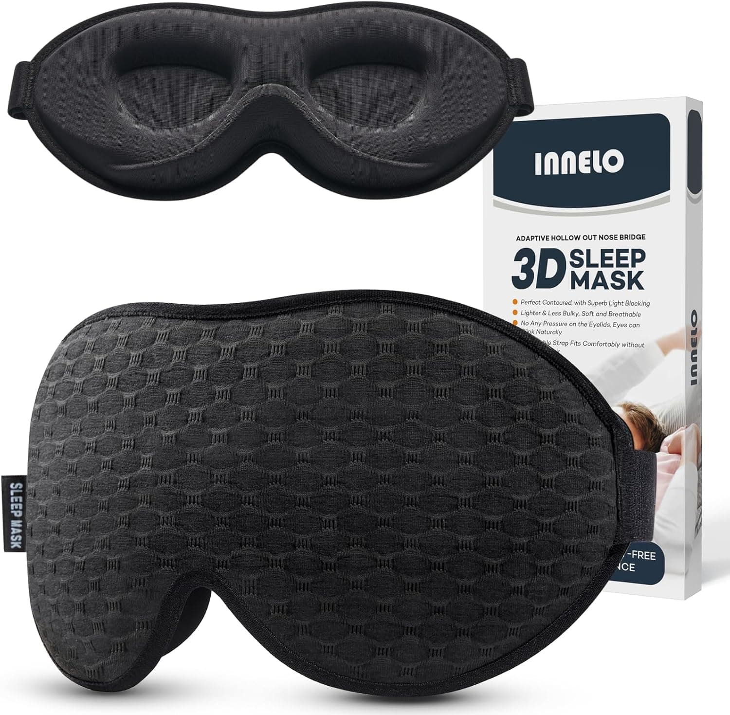 INNELO 3D-Schlafmaske 100% lichtdicht für Reisen 😴