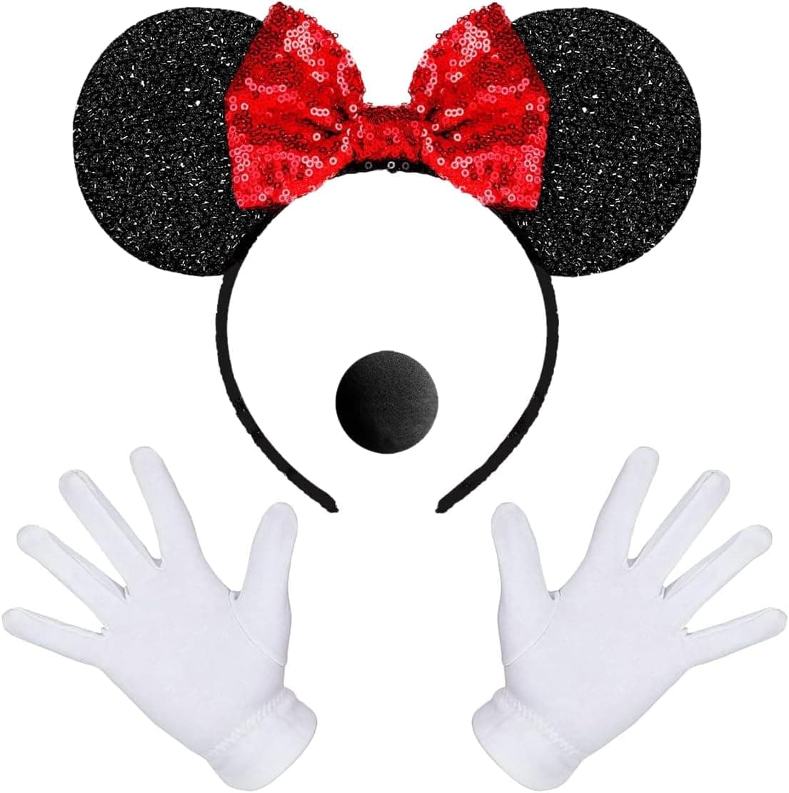 iZoeL Minni Maus Haarreifen Glitzer Ohren Kostüm ⌚
