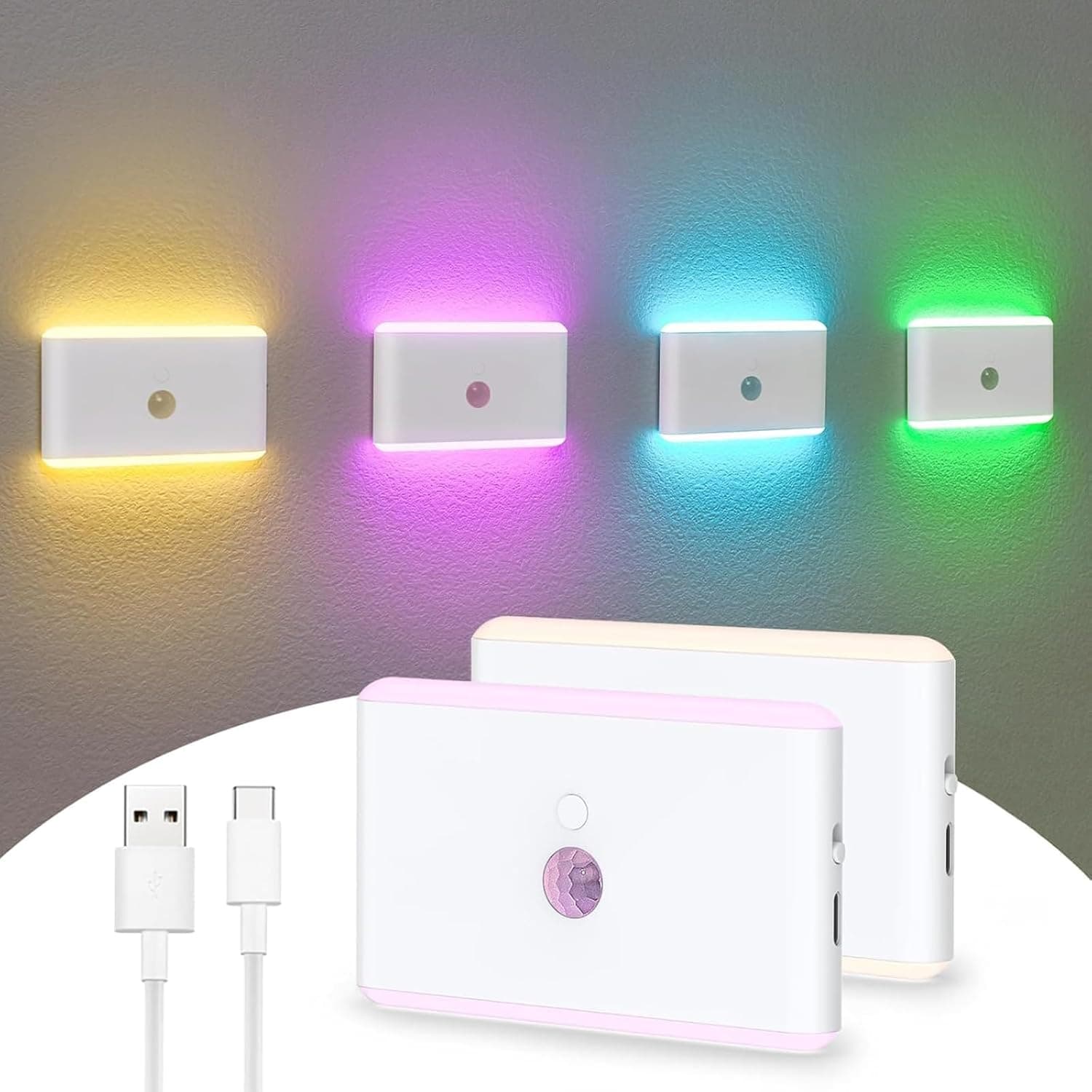 Justup Nachtlicht mit Bewegungsmelder 7 Farben LED Nachtlicht ⌚