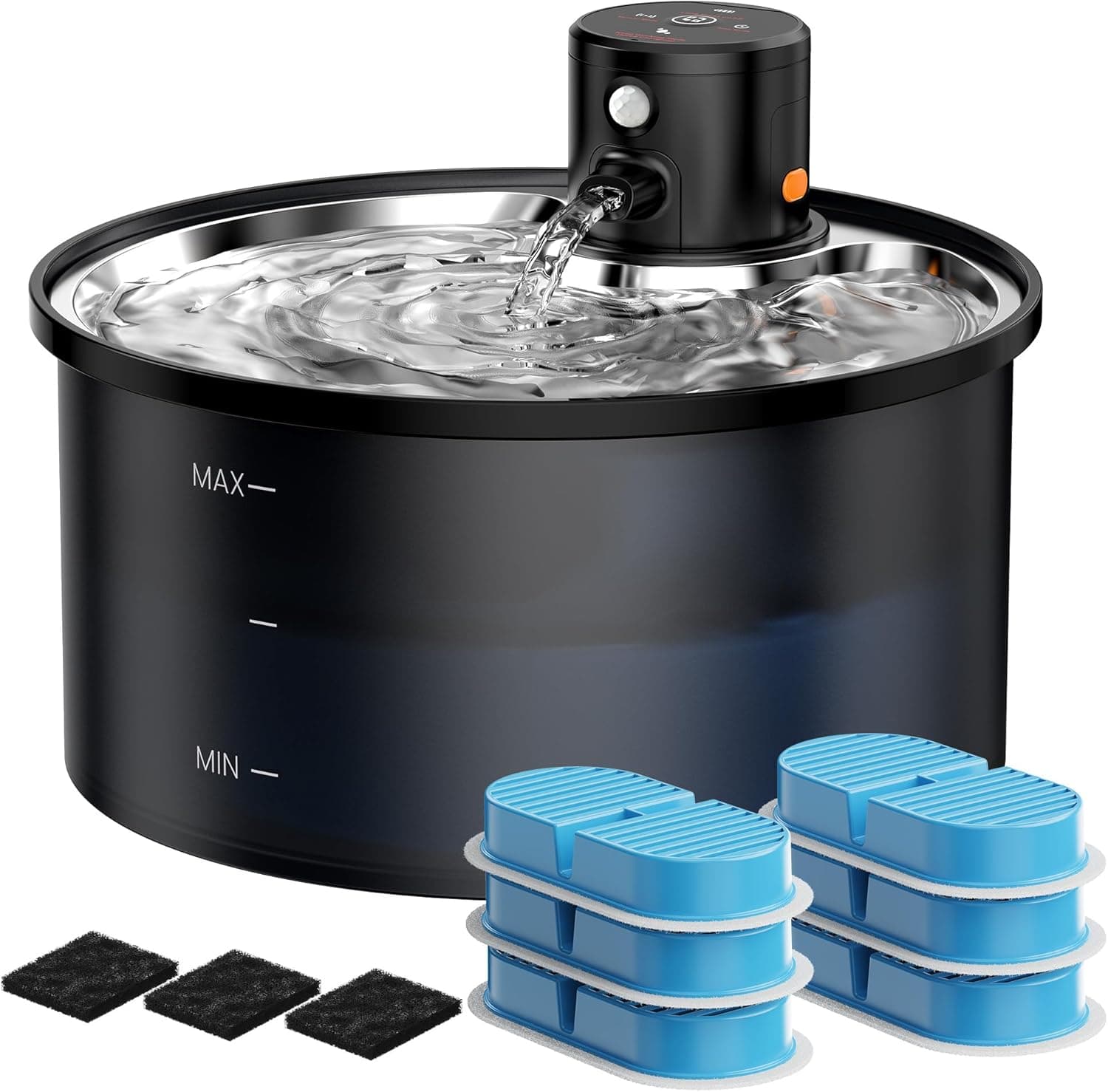 Katzenbrunnen Edelstahl 3,2 L mit Sensor 💧