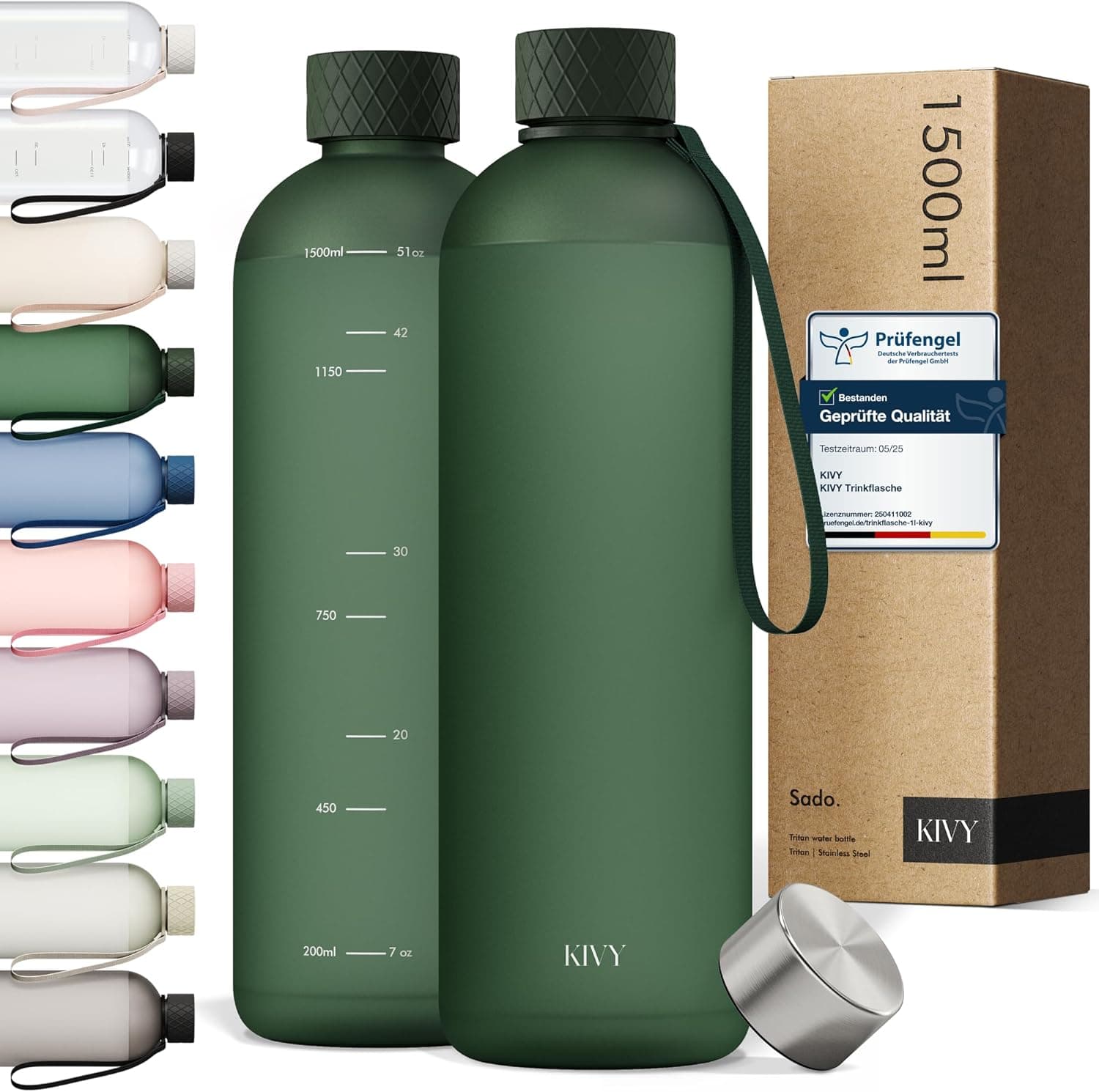 KIVY Trinkflasche 1,5 l Kohlensäure geeignet ⌚