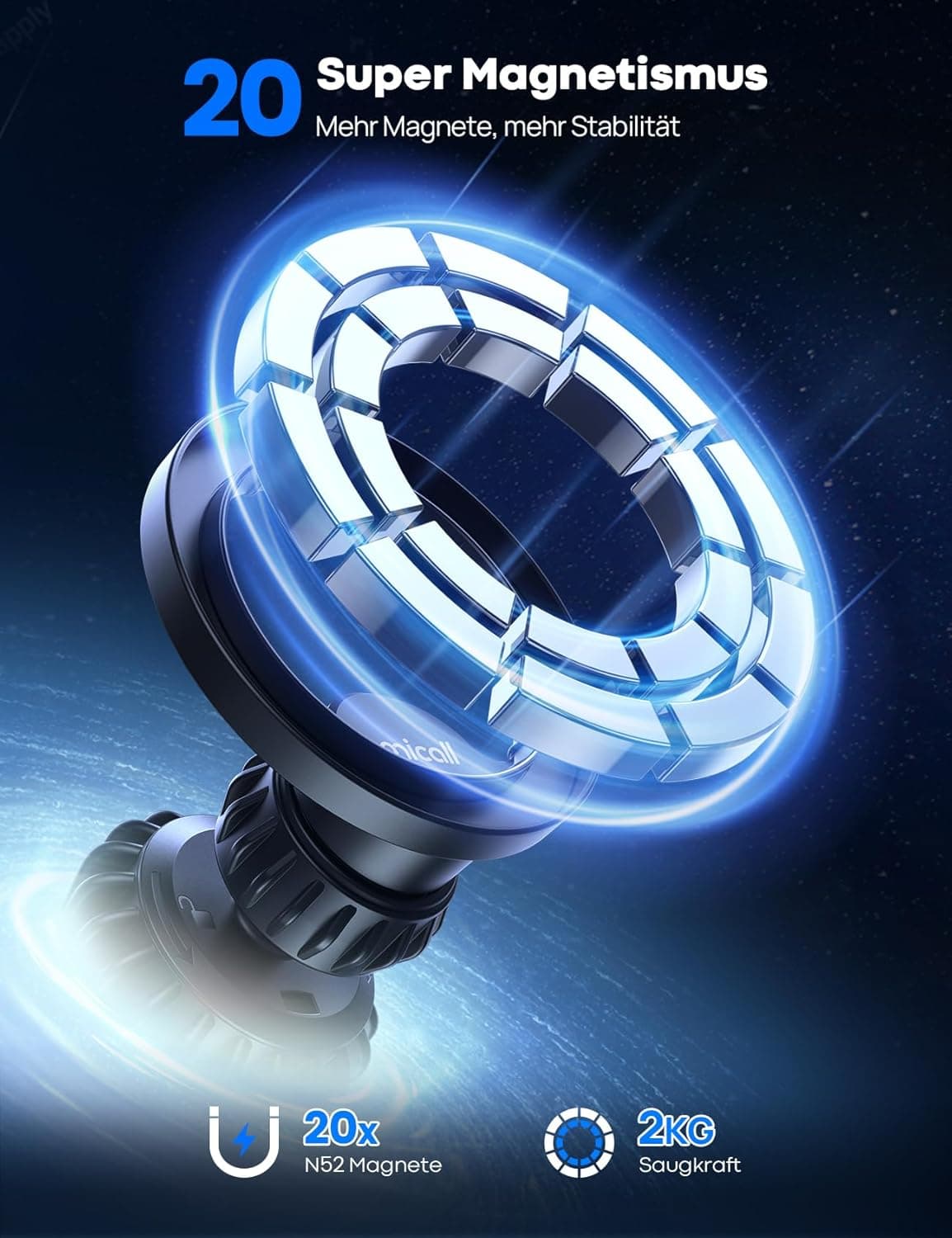 Lamicall MagSafe Autohalterung mit 20× N52 Magneten 📱