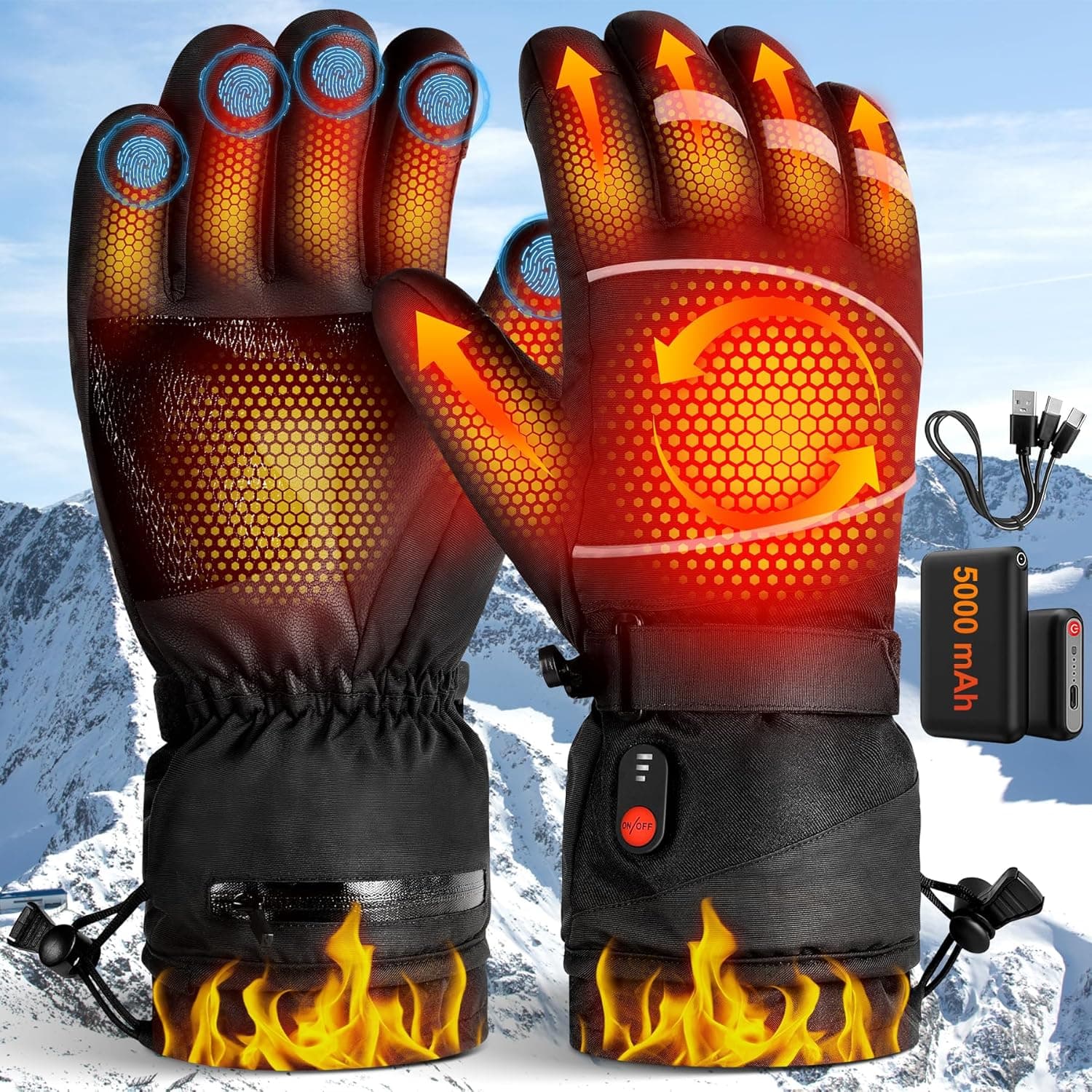 LanBlu beheizbare Handschuhe Damen Herren mit 3 Heizstufen ⌚