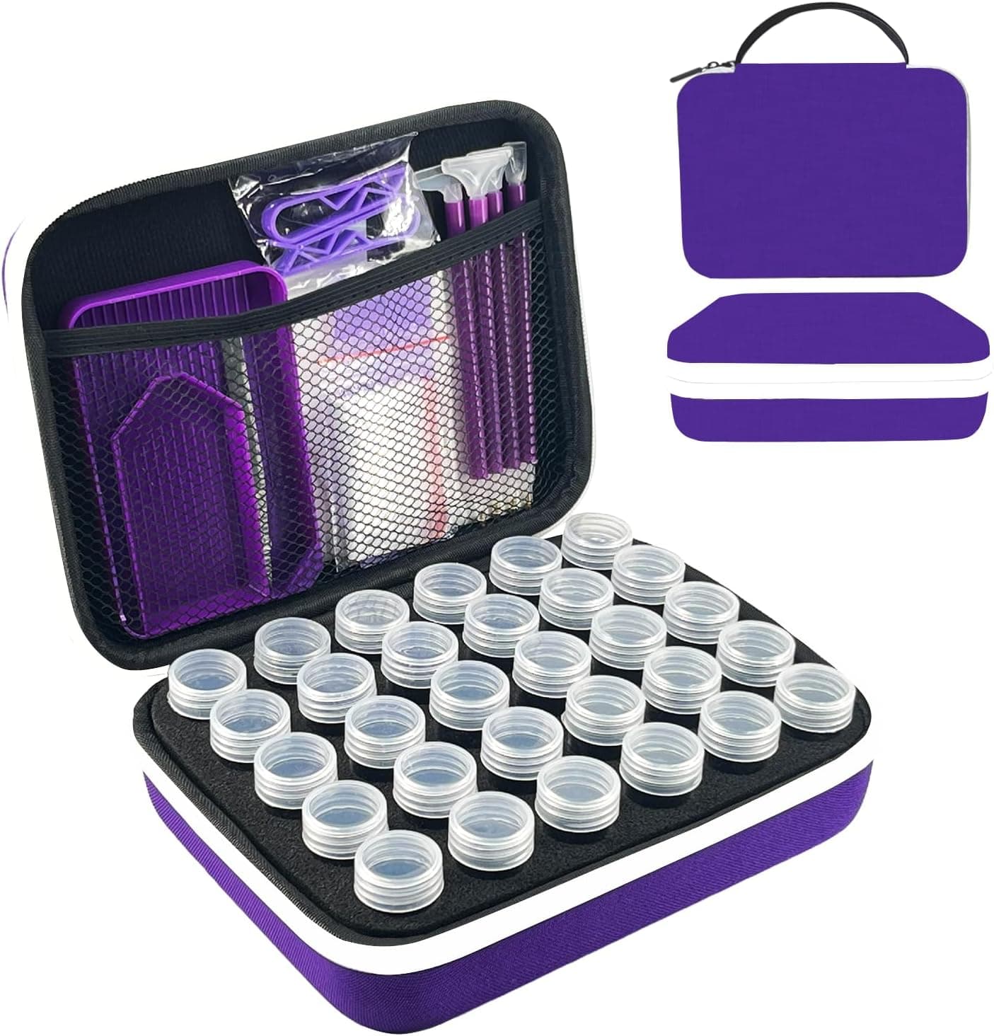 LIRUNQIU Diamond Painting Zubehör Boxen, 30 Stück Diamant Painting Aufbewahrungsbox Kits Werkzeug Set mit Stickers Tablett Stift