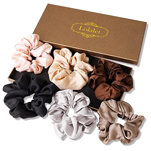 Lolalet Seide Scrunchies 6 Stück Silk Haargummi Groß für Damen ⌚