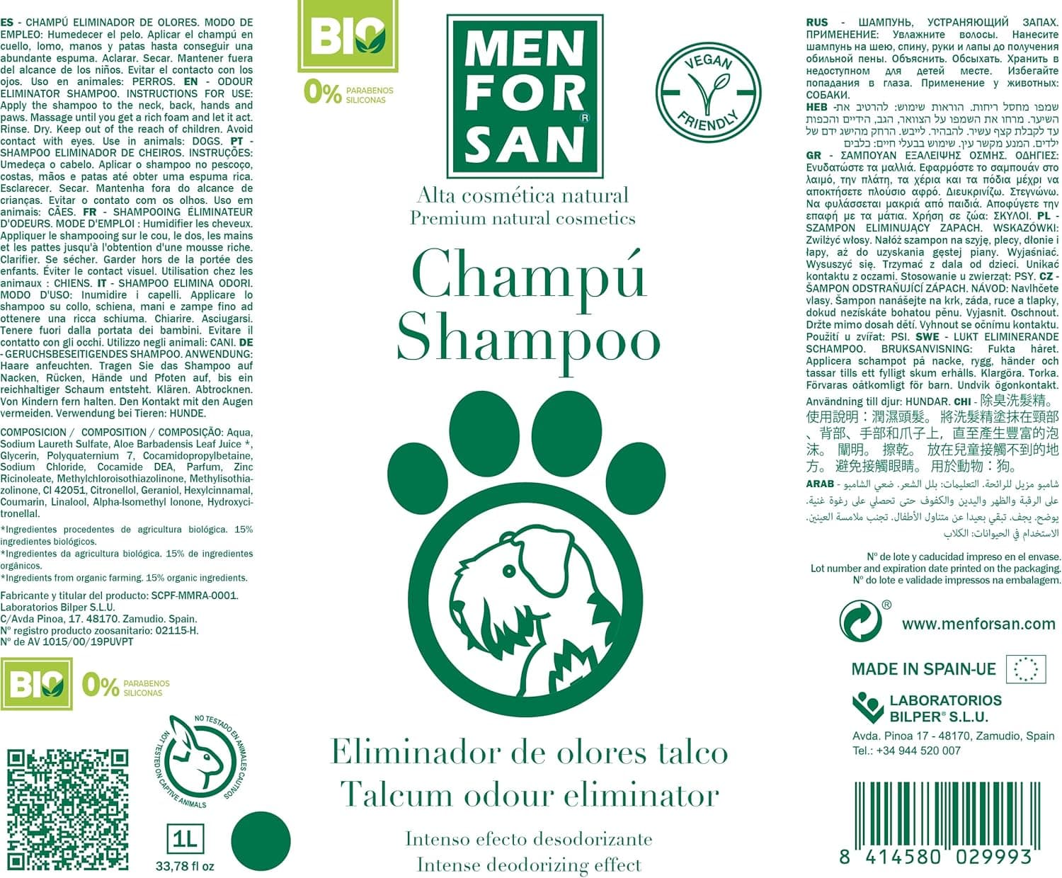 MENFORSAN Geruchsbeseitigendes Hundeshampoo 1 l 🐶