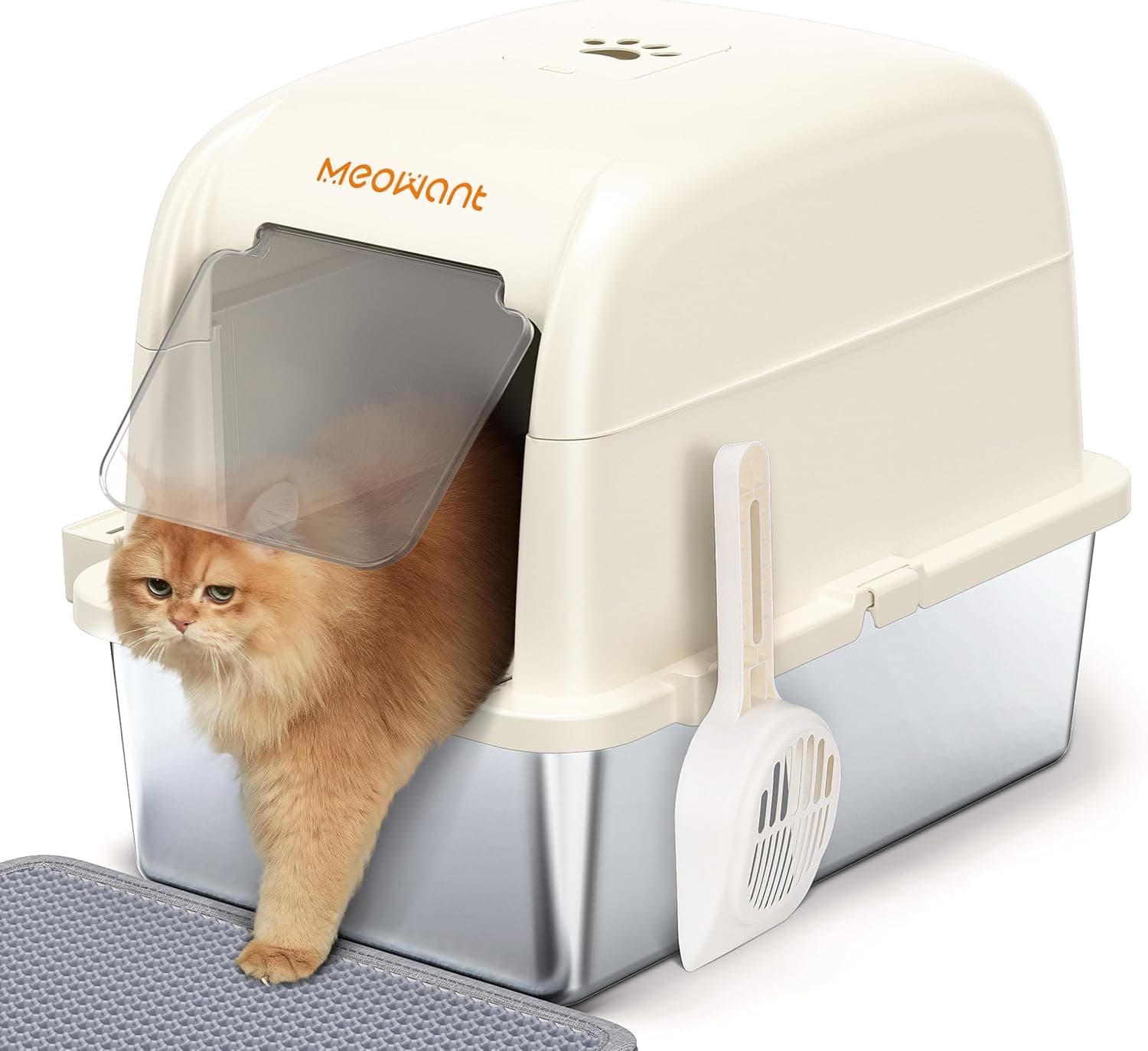 MeoWant Katzenklo Edelstahl 81 L geschlossene Toilette 📷