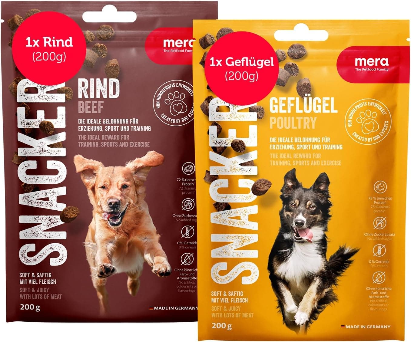 MERA Snacker Geflügel & Rind 2×200g Hundesnacks 🐶