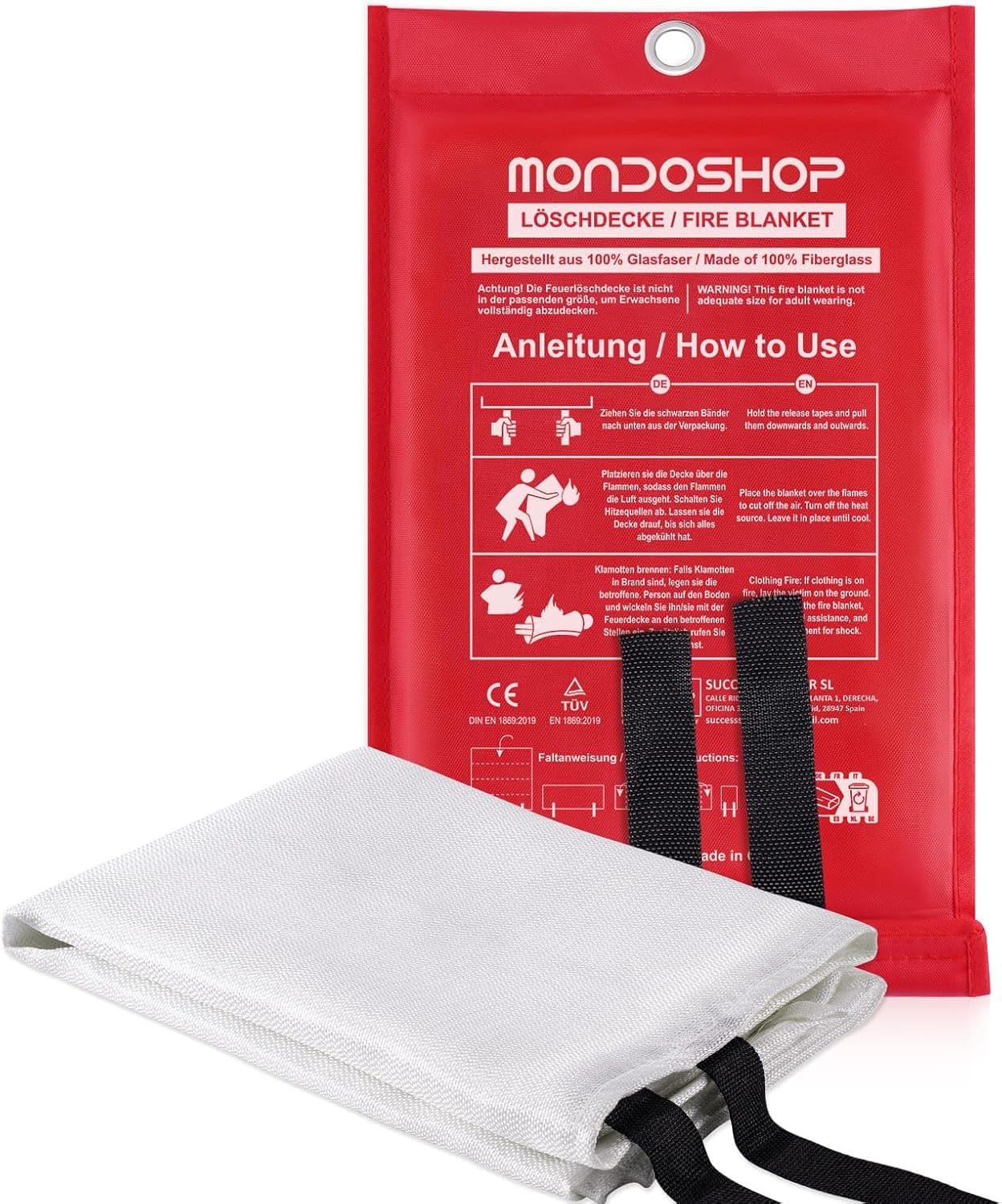 Mondoshop Löschdecke 1 m x 1 m Feuerdecke 🧯