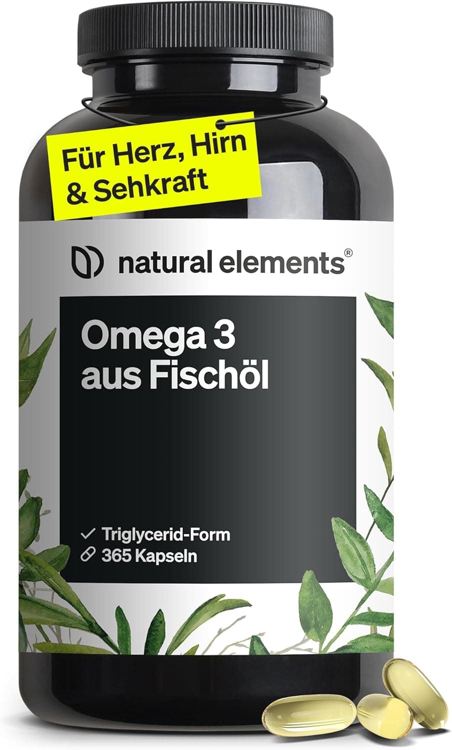 natural elements Omega 3 365 Kapseln 2000 mg Omega‑3 🎧