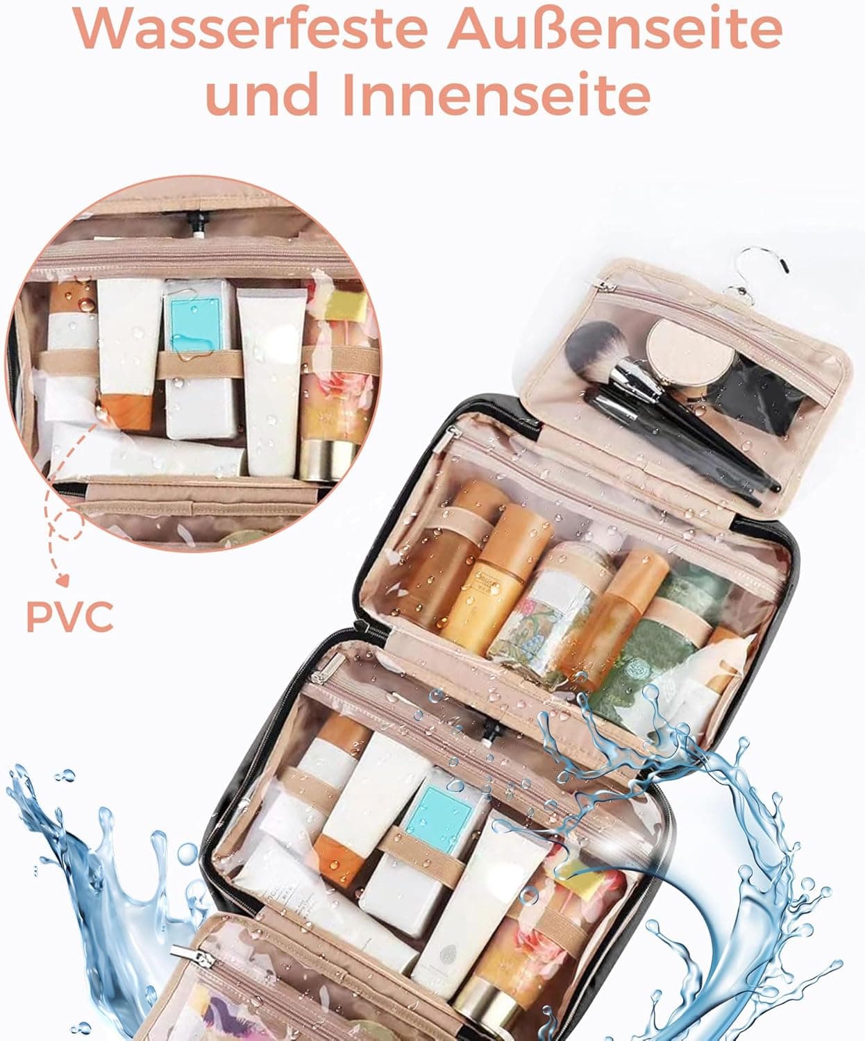 NMNGB Kulturbeutel kulturtasche Damen, Kulturtasche zum Aufhängen, Toiletry Bag ⌚