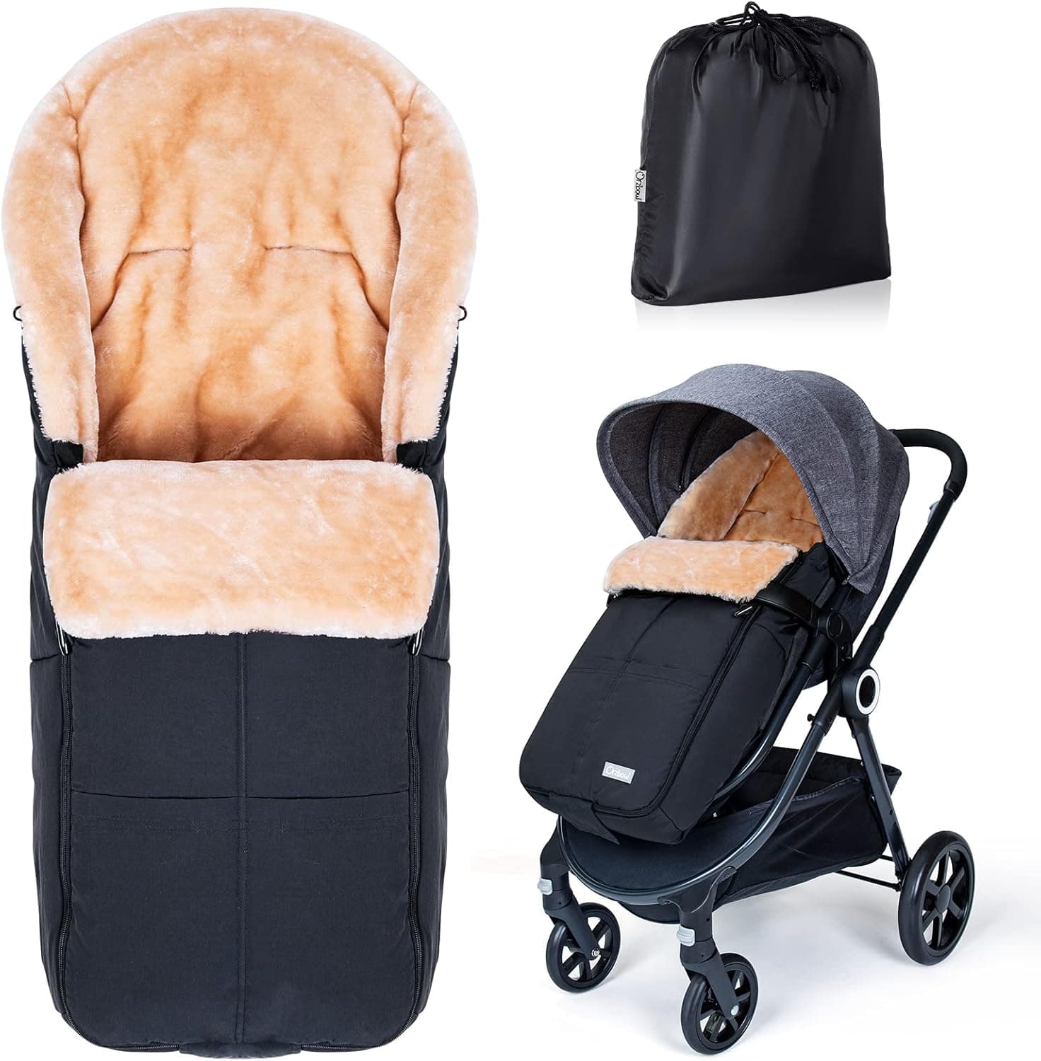 Orzbow Fußsack Buggy mit Kunstlammfell – universell 🍼
