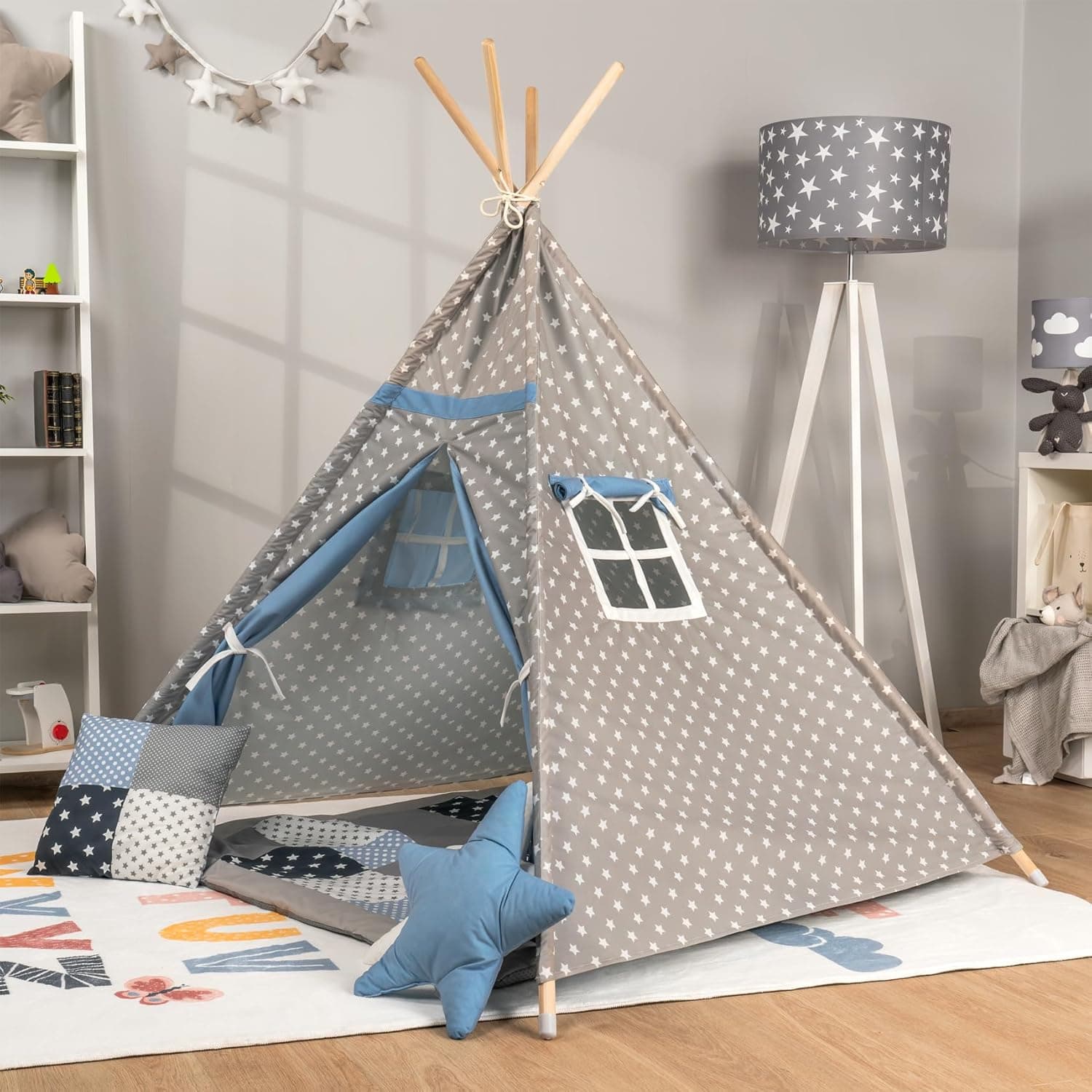 Paco Home Tipi Kinderzelt Blau mit Zubehör 🎪