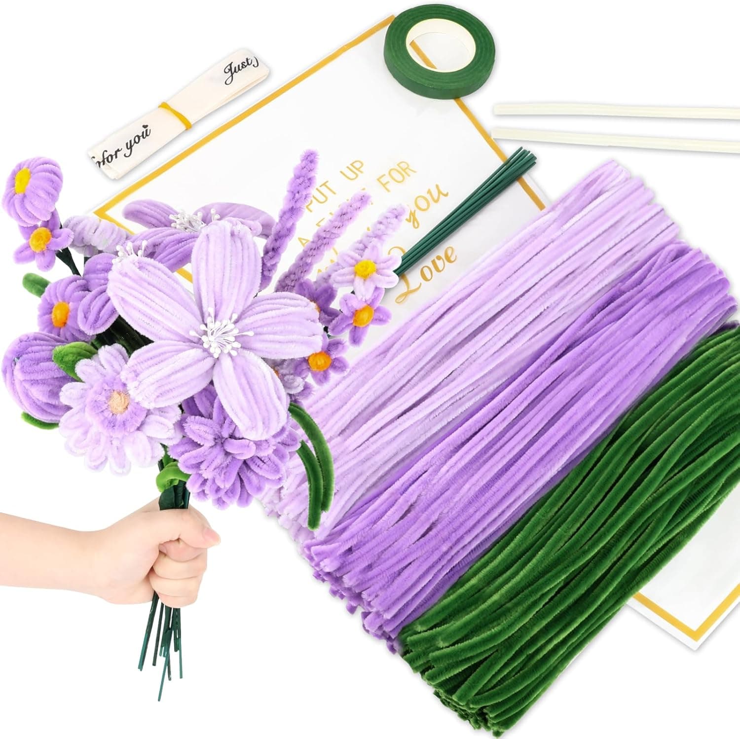 Pfeifenreiniger Blumen Set 315 Stück Bastelset für Erwachsene 🎨