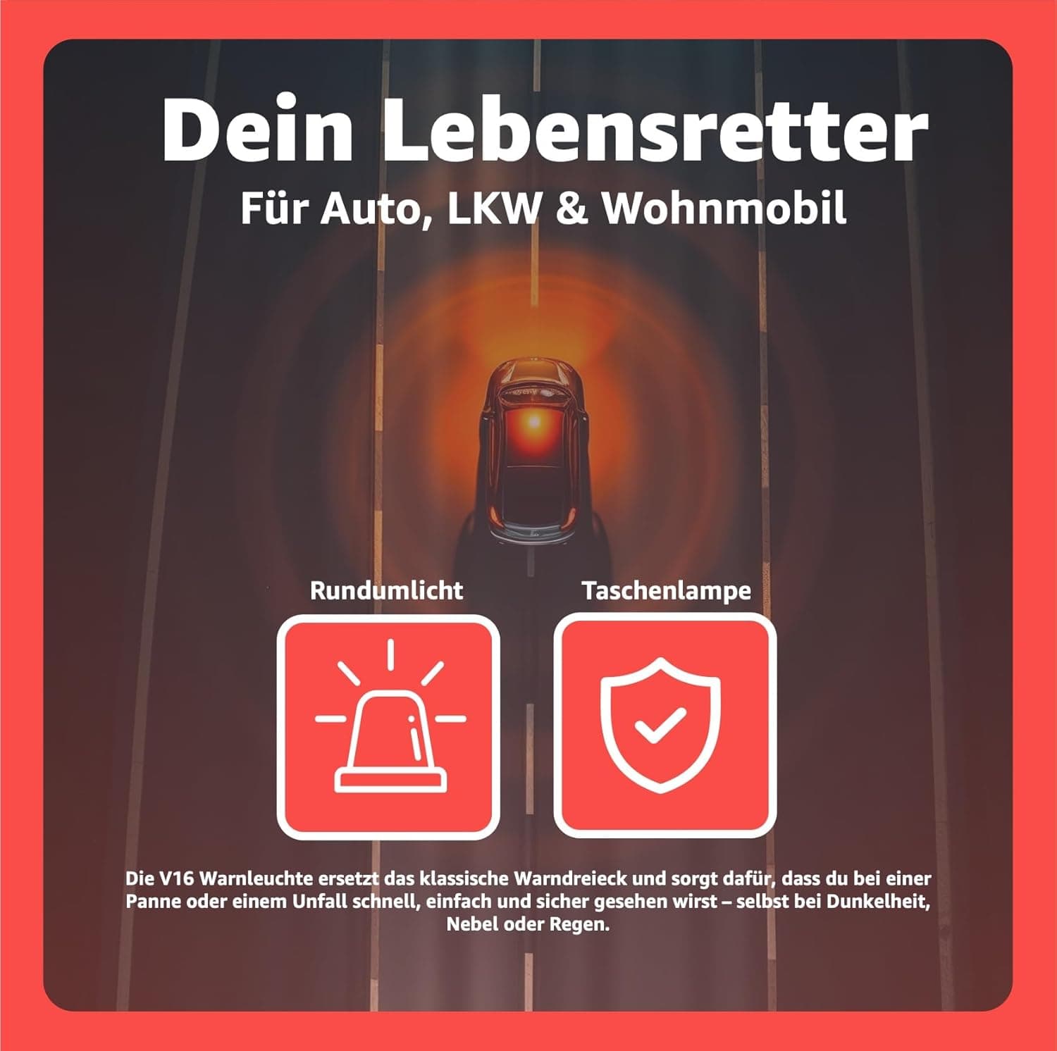 POWR CAR V16 Warnleuchte - IDADA 21020060 - Warndreieck & Pannendreieck - EU Zulassung 2026 - Auto & Motorrad
POWR CAR V16 Warnleuchte - IDADA 210…