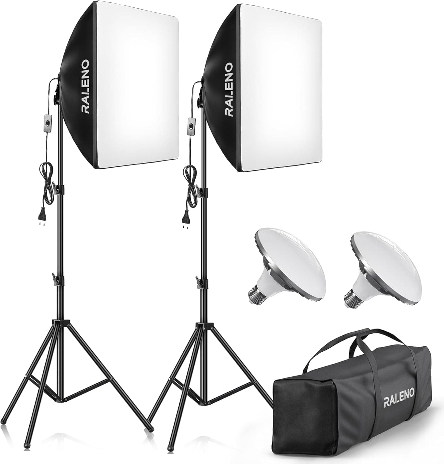 RALENO Softboxen 2×50 W LED Fotostudio-Set mit 50×50 cm Beleuchtung 📷