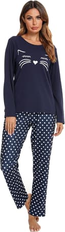 Thumbnail 2 de Reliwel Damen Schlafanzug Baumwolle Langarm Set 📺