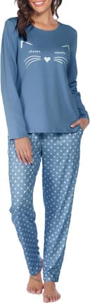 Thumbnail 3 de Reliwel Damen Schlafanzug Baumwolle Langarm Set 📺