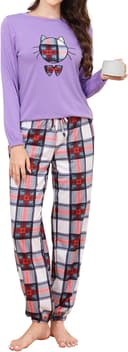 Thumbnail 4 de Reliwel Damen Schlafanzug Baumwolle Langarm Set 📺