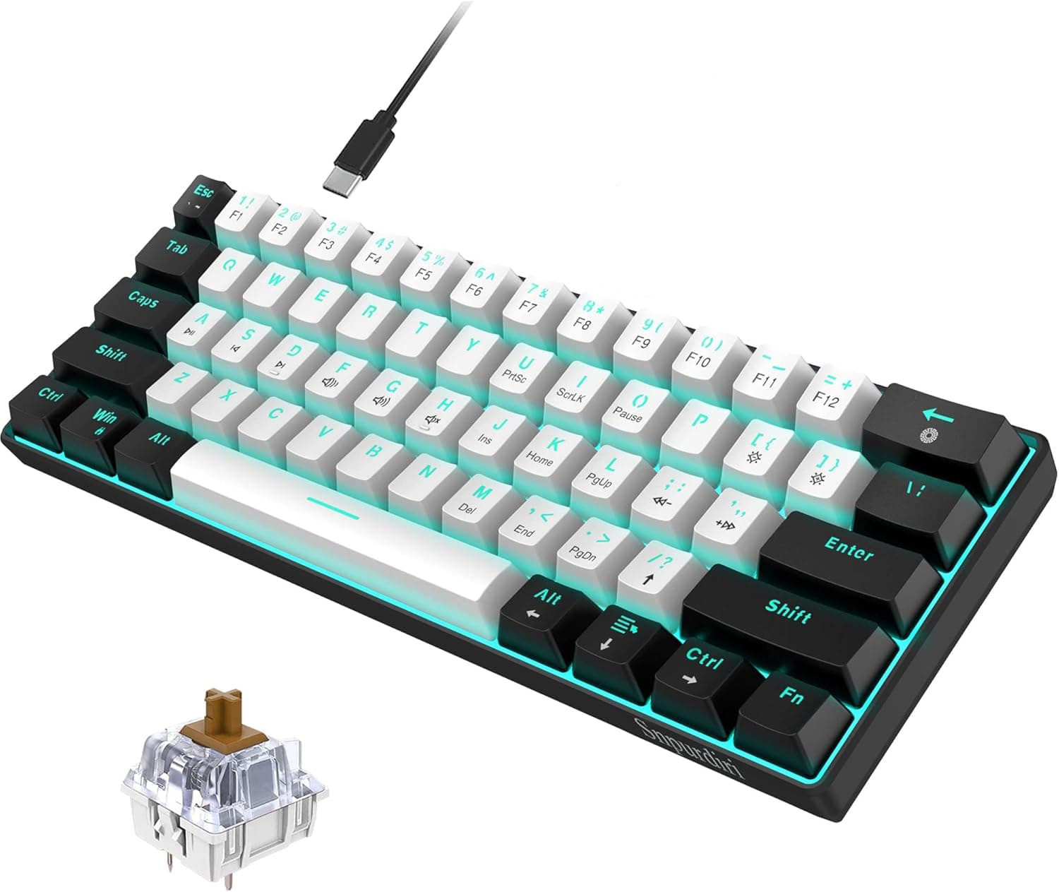 Snpurdiri 60% mechanische Gaming-Tastatur mit braunen Schaltern ⌨️