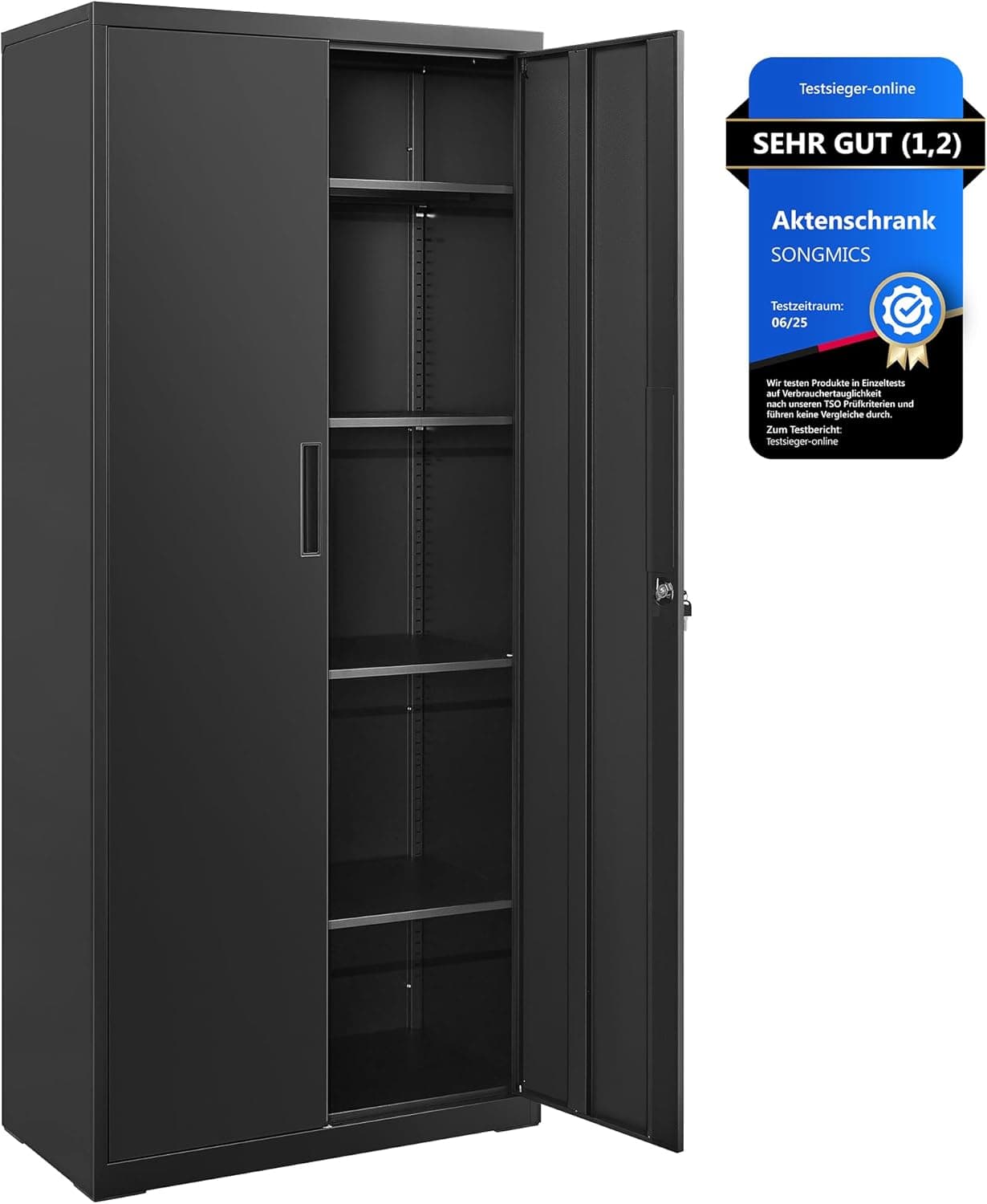 SONGMICS OMC015B01 Aktenschrank 5 Ebenen mit Schloss 🗄️