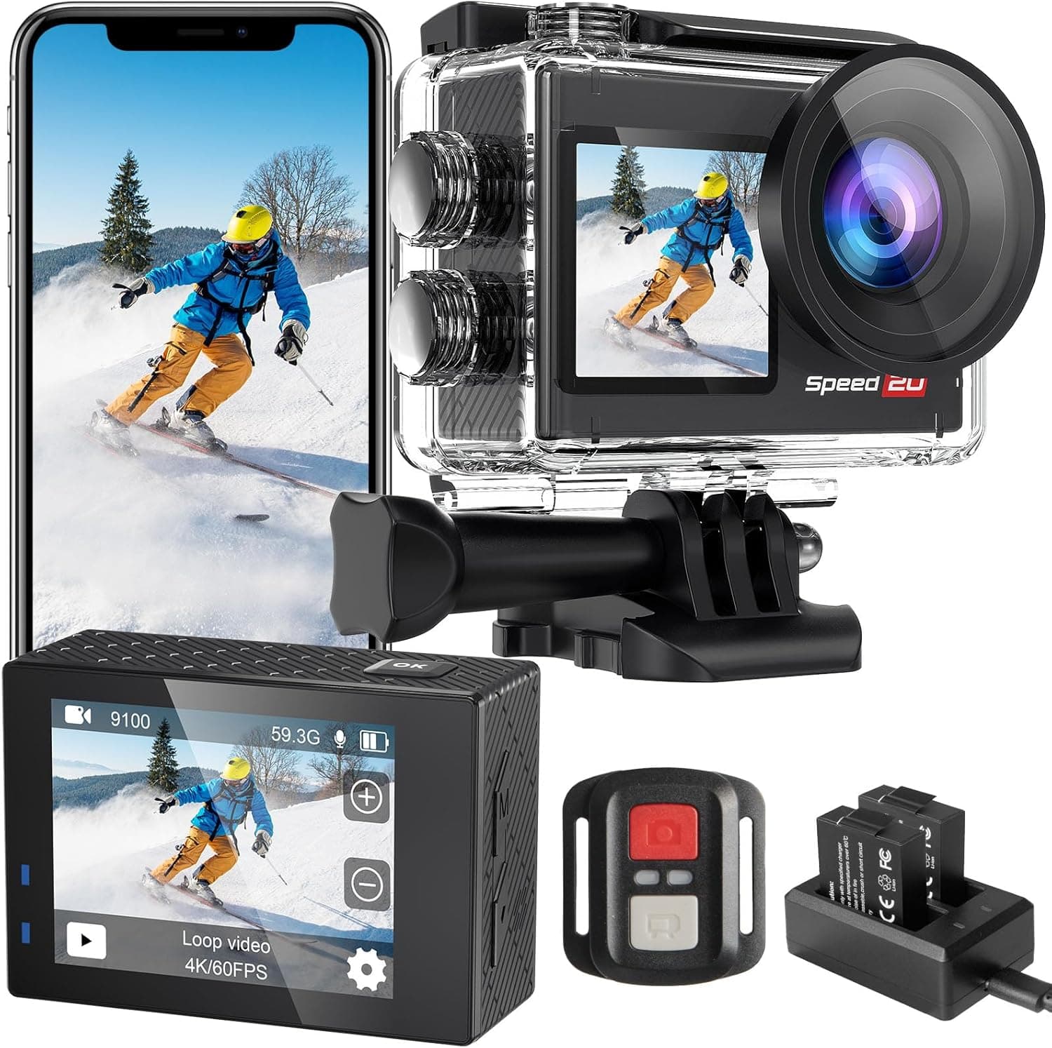 Speed 20 Action Cam 4K60FPS – Unterwasserkamera 40M 📷
