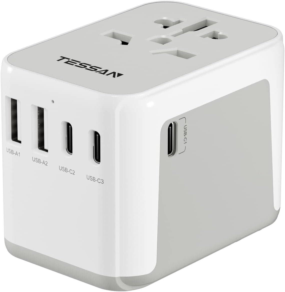 TESSAN Reiseadapter Weltweit mit 2 USB‑A & 3 USB‑C 🧳