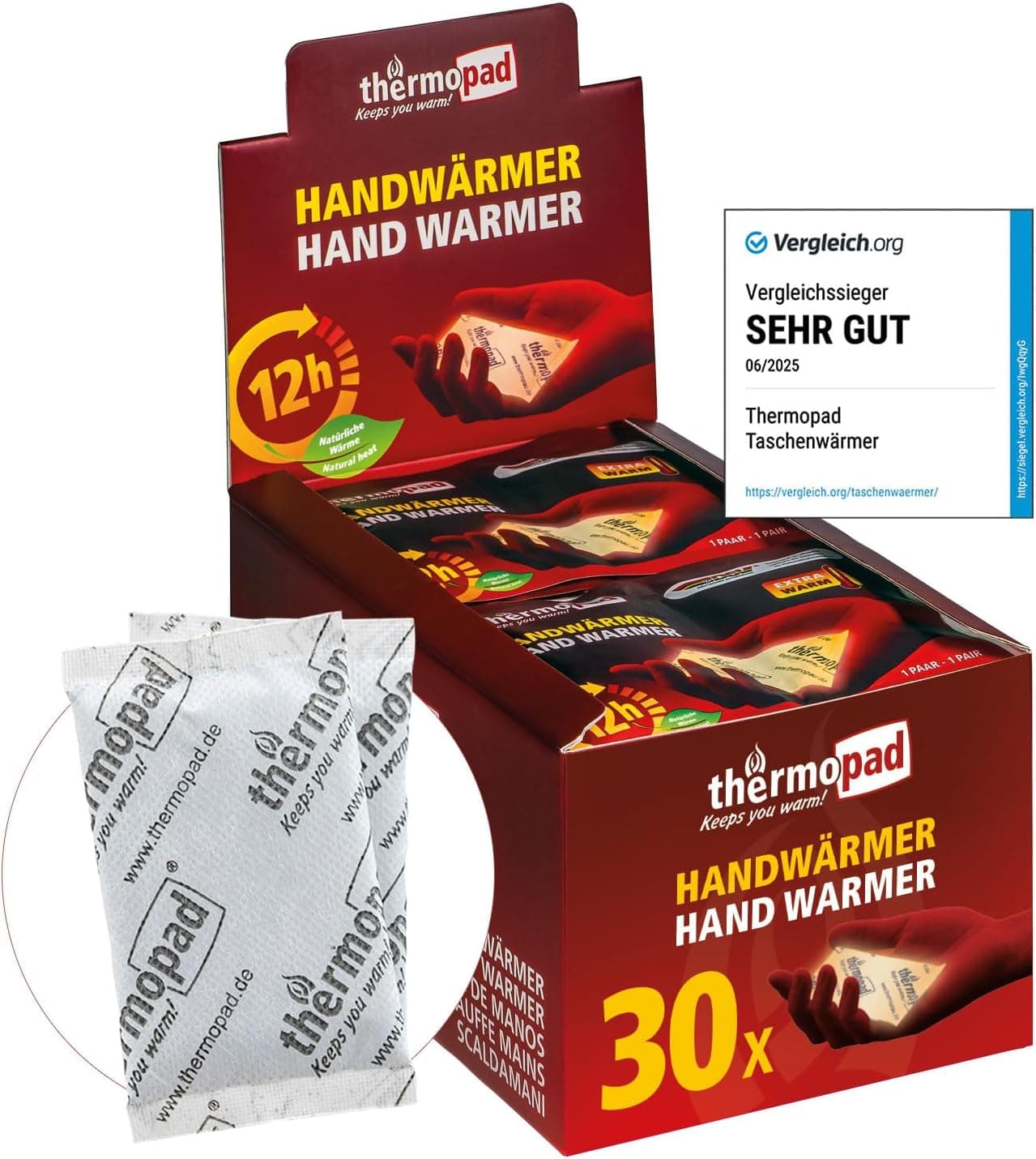 THERMOPAD Handwärmer 10 Paar – Taschenwärmer für 12 Stunden Wärme 🧤